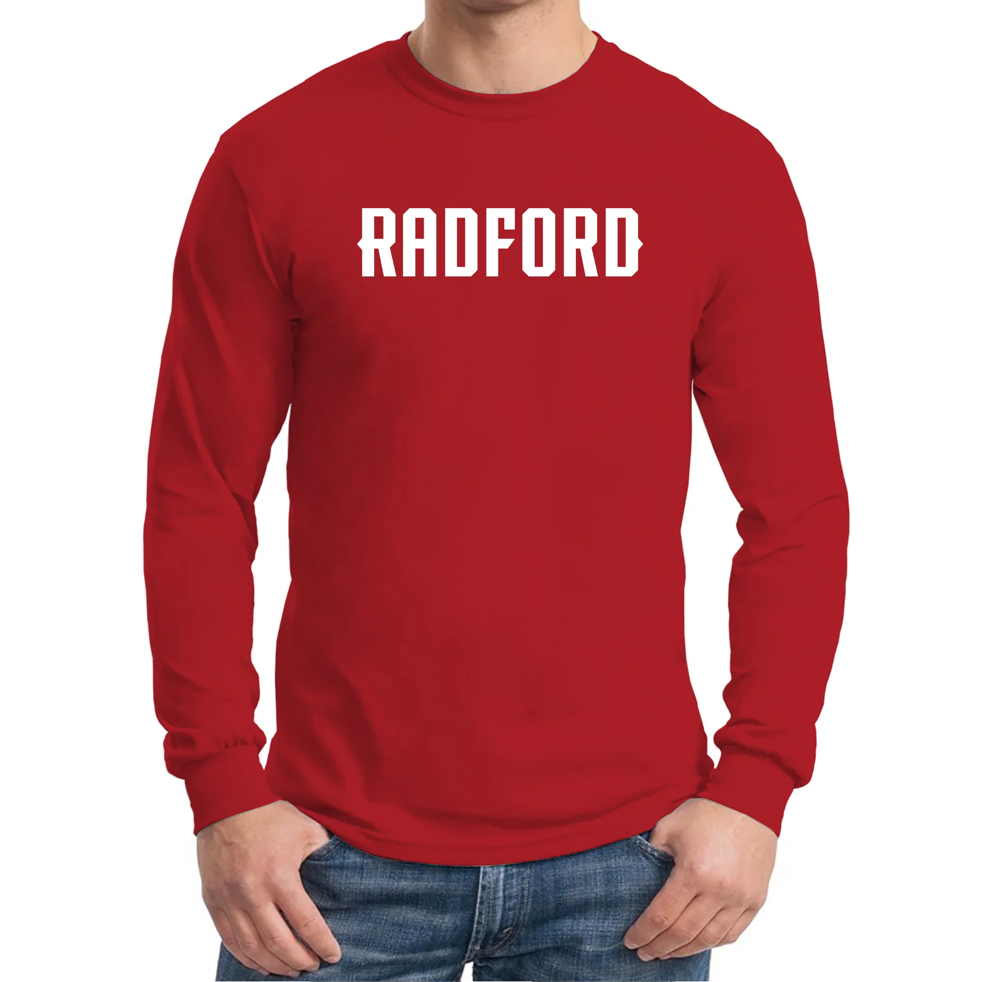Radford University Highlanders Basic Block Cotton Long Sleeve T Shirt - Red - Image 3