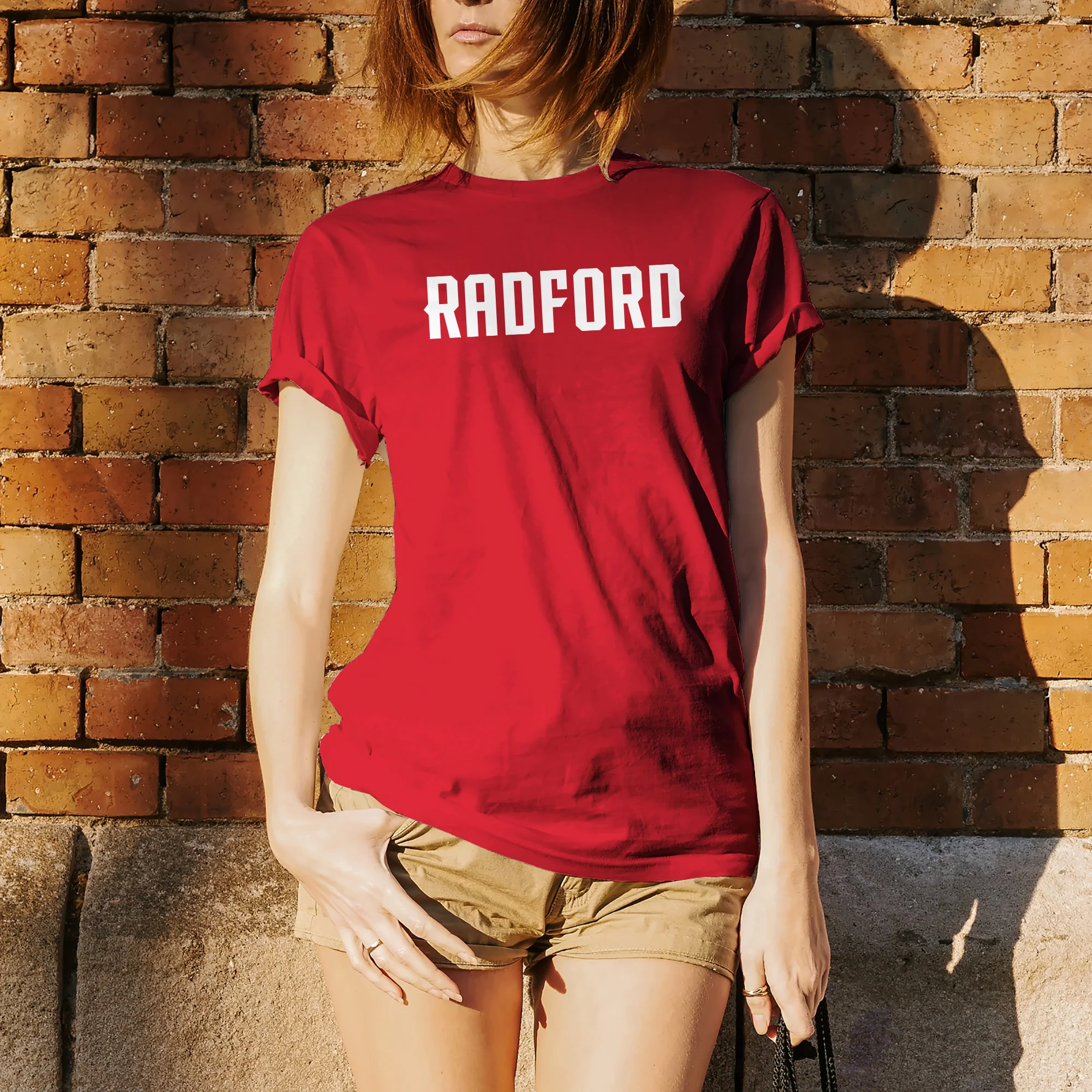 Radford University Highlanders Basic Block Cotton Short Sleeve T Shirt - Red - Image 4