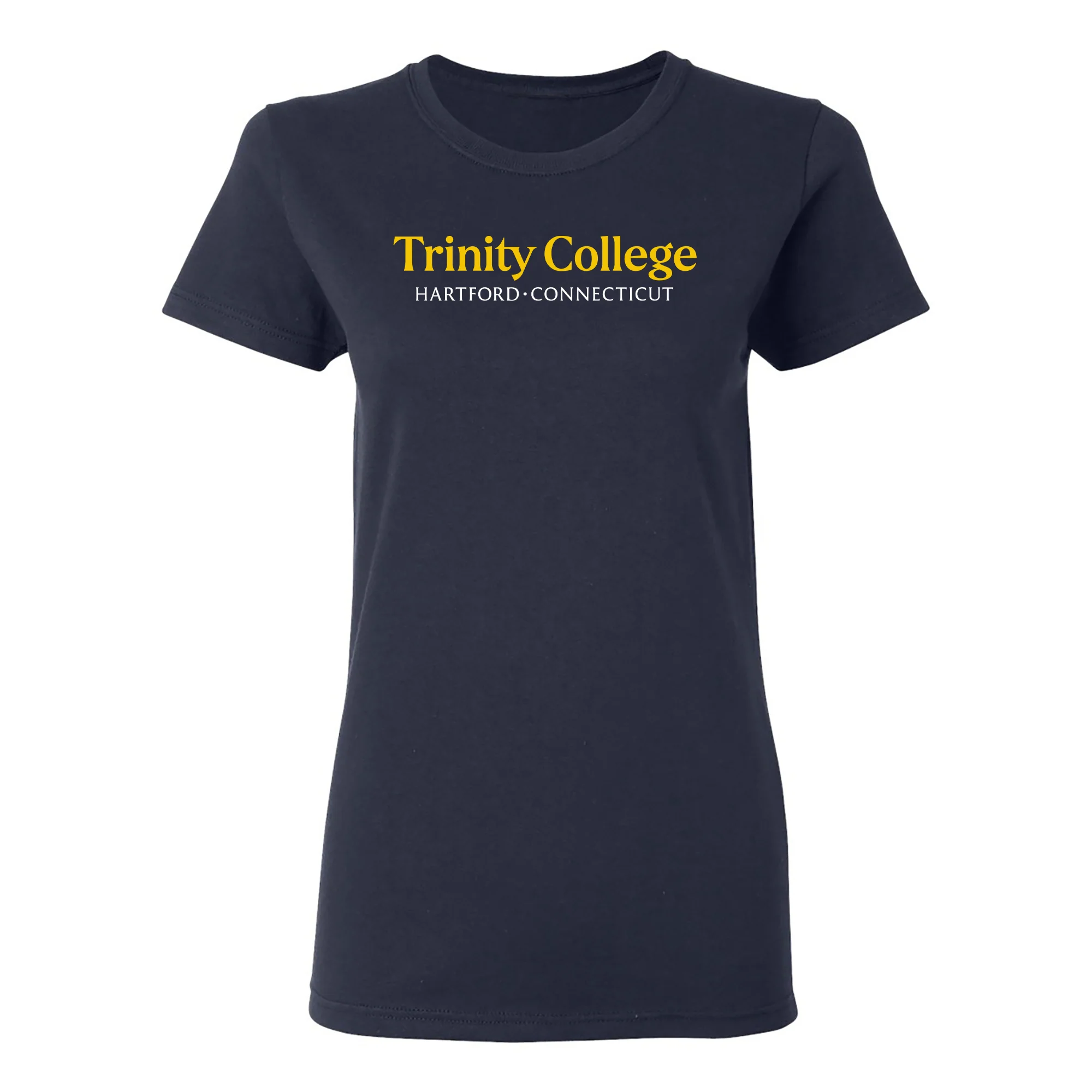 Trinity College Bantams Basic Block Cotton Womens Short Sleeve T Shirt - Navy