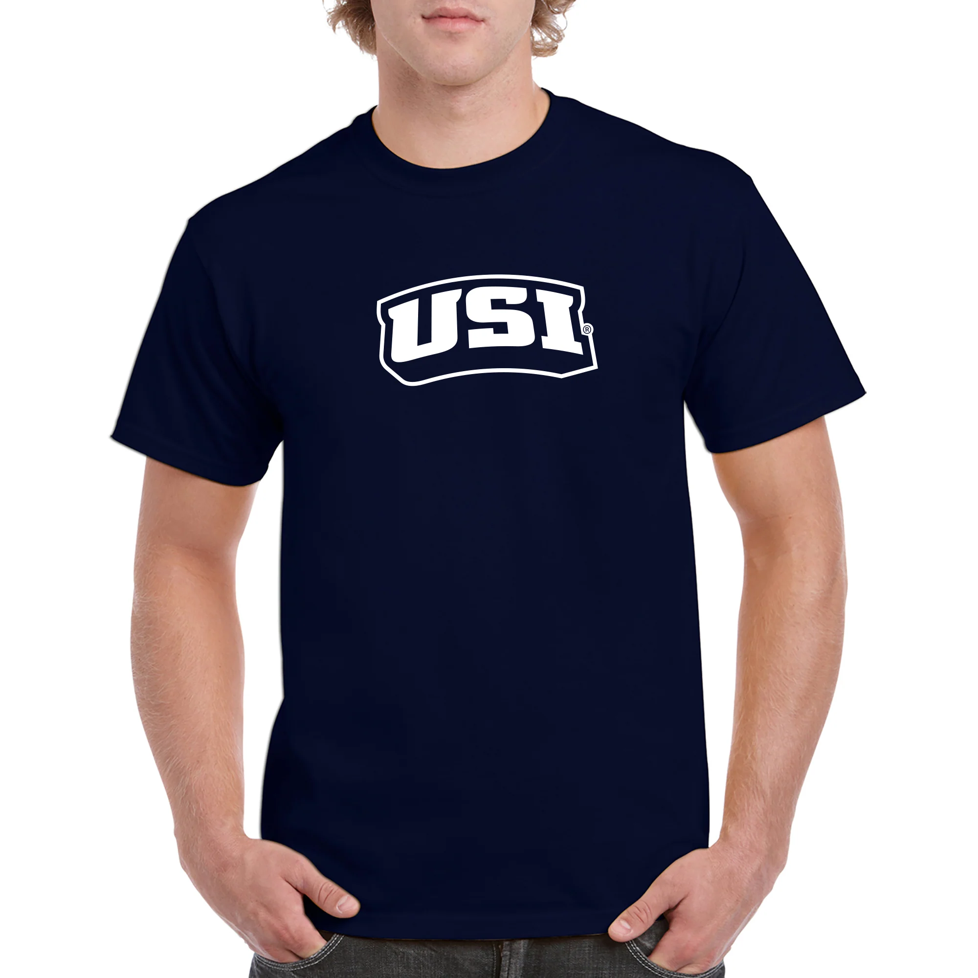 University of Southern Indiana Screaming Eagles Basic Block Cotton Short Sleeve T Shirt - Navy - Image 3