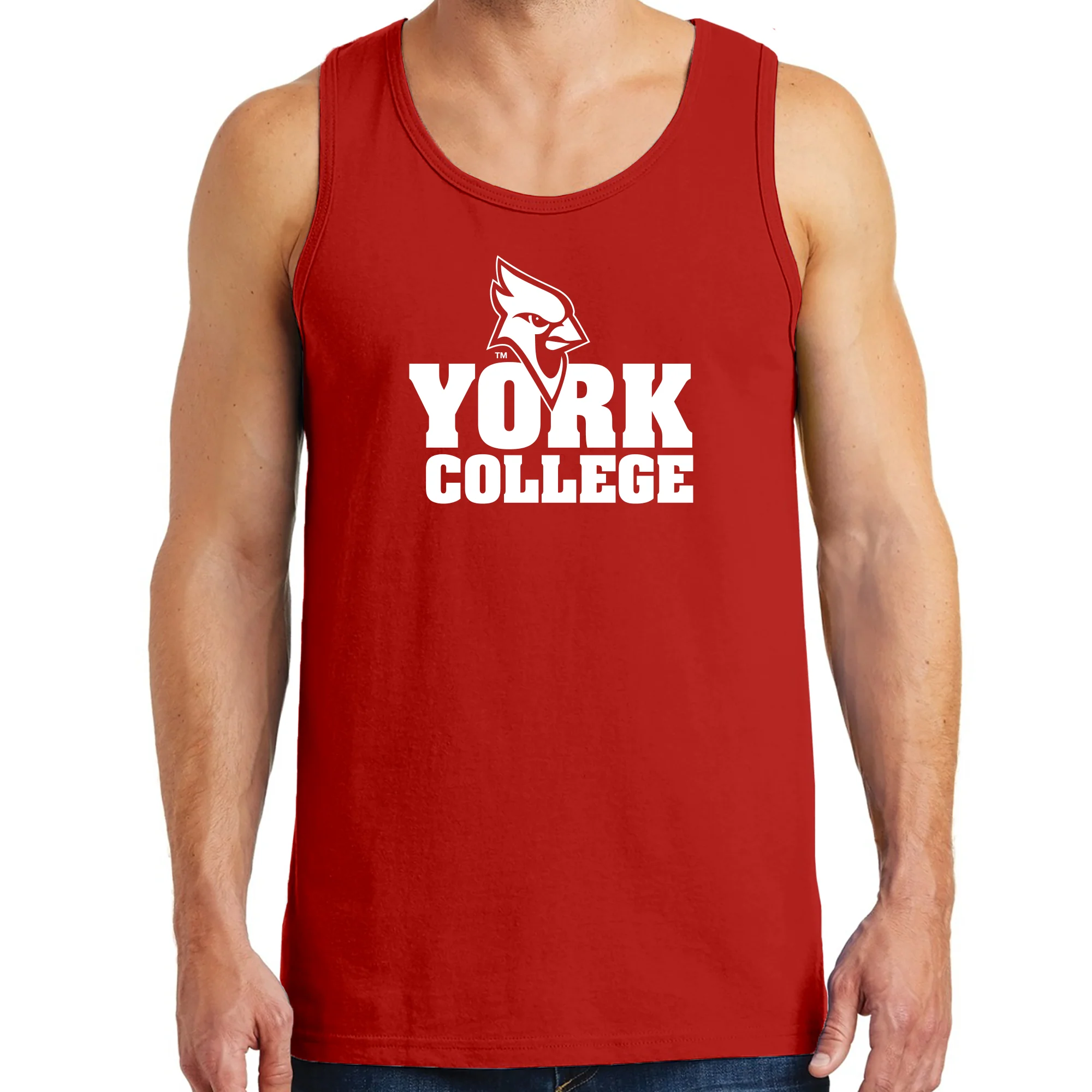 York College Cardinals Basic Block Heavy Cotton Tank Top - Red - Image 3
