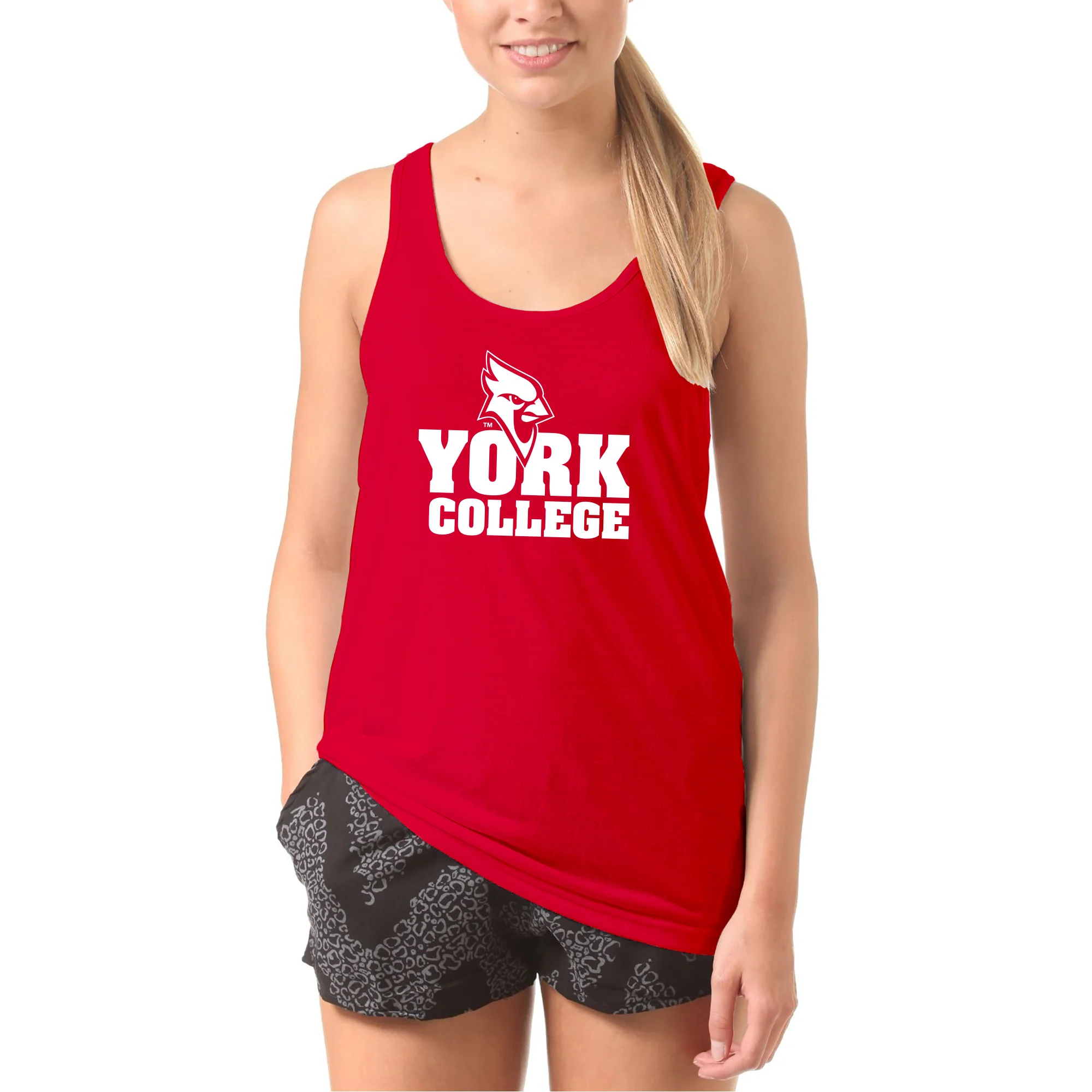 York College Cardinals Basic Block Heavy Cotton Tank Top - Red - Image 4