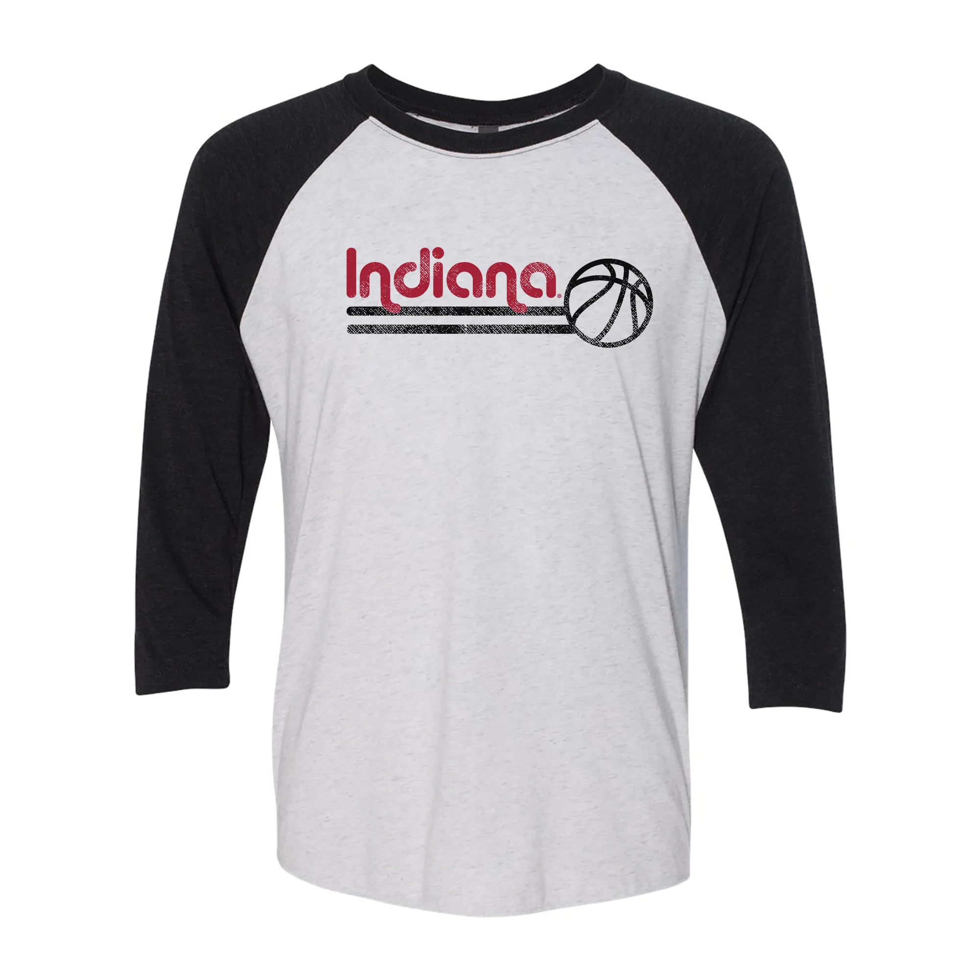 Indiana University Hoosiers Basketball Bubble Raglan T Shirt - Heather White/Black