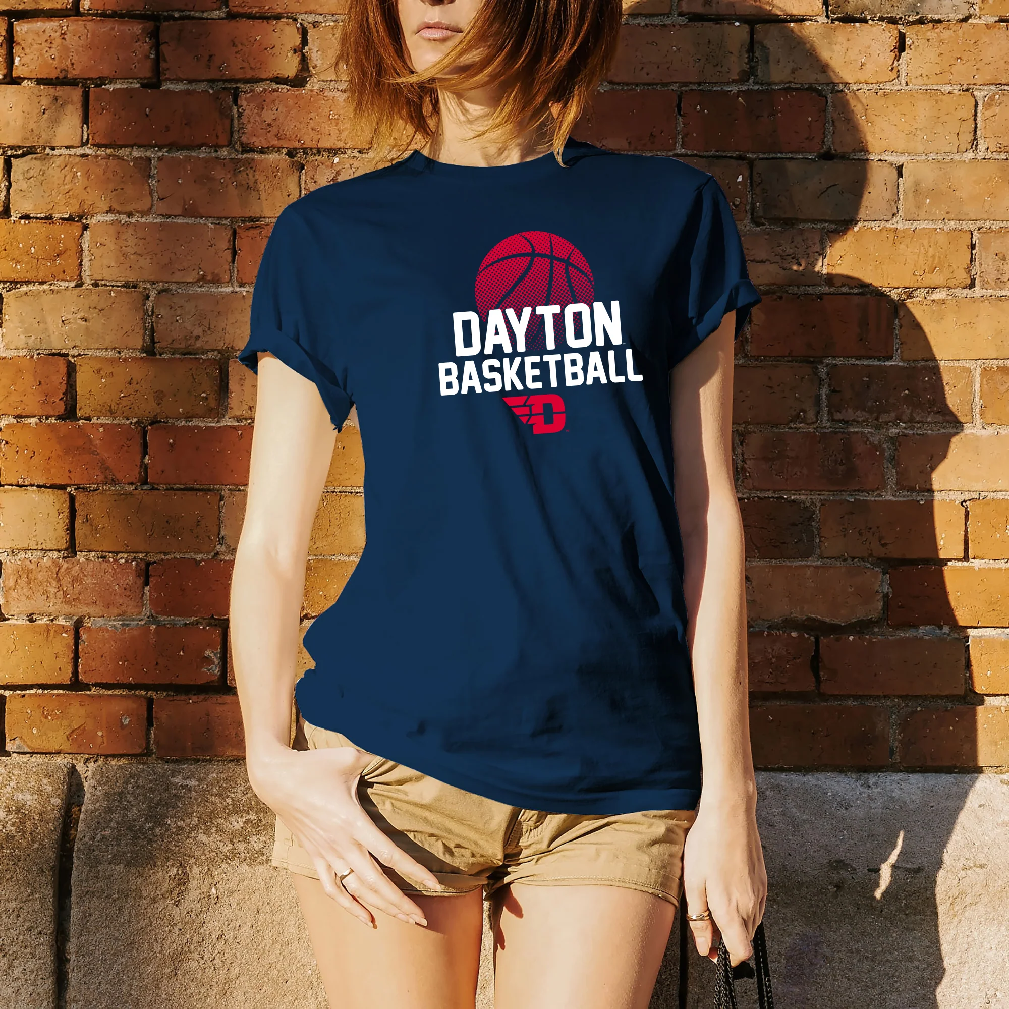 University of Dayton Flyers Basketball Flux Cotton Short Sleeve T Shirt - Navy - Image 4