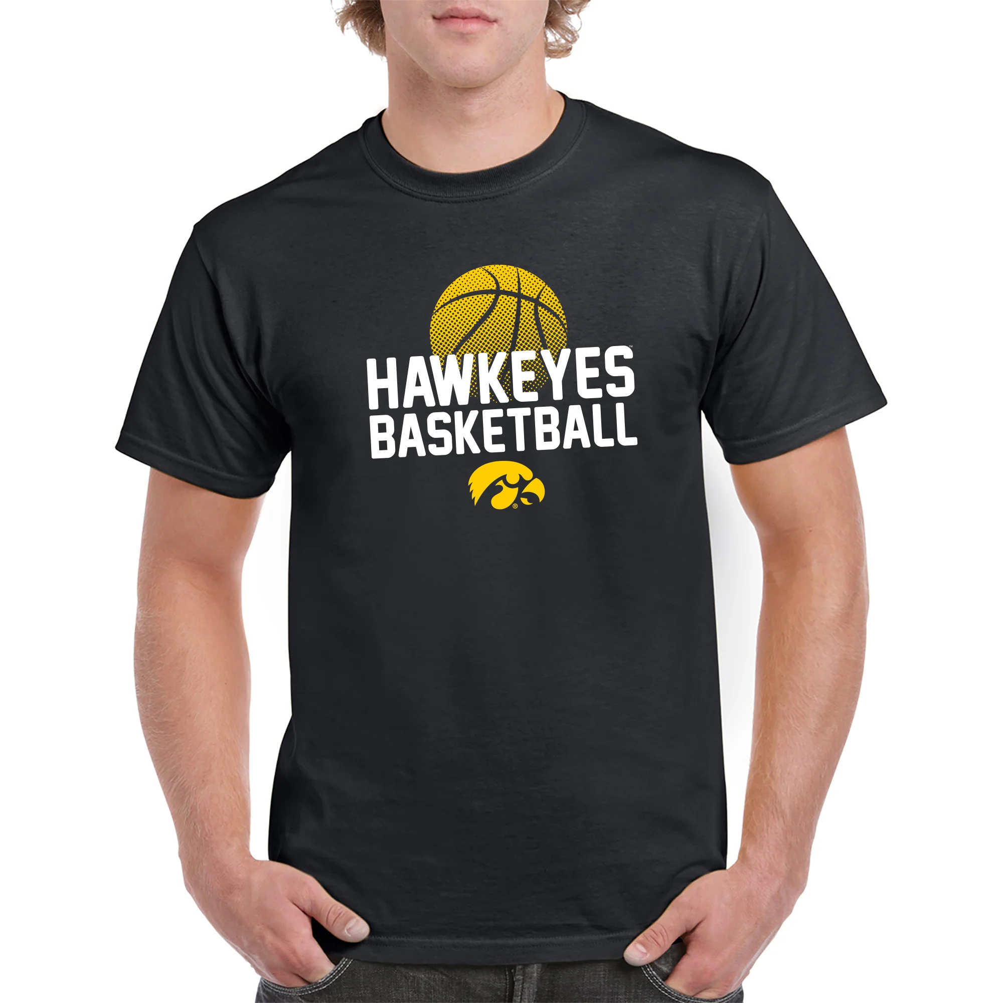 University of Iowa Hawkeyes Basketball Flux IBasic Cotton Short Sleeve T Shirt - Black - Image 3
