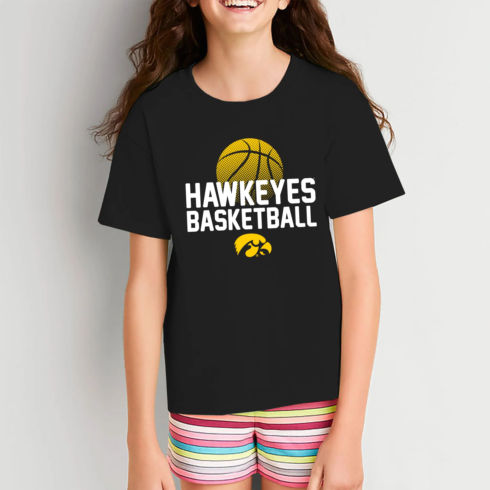 University of Iowa Basketball Flux Basic Cotton Youth Short Sleeve T Shirt - Black - Image 4