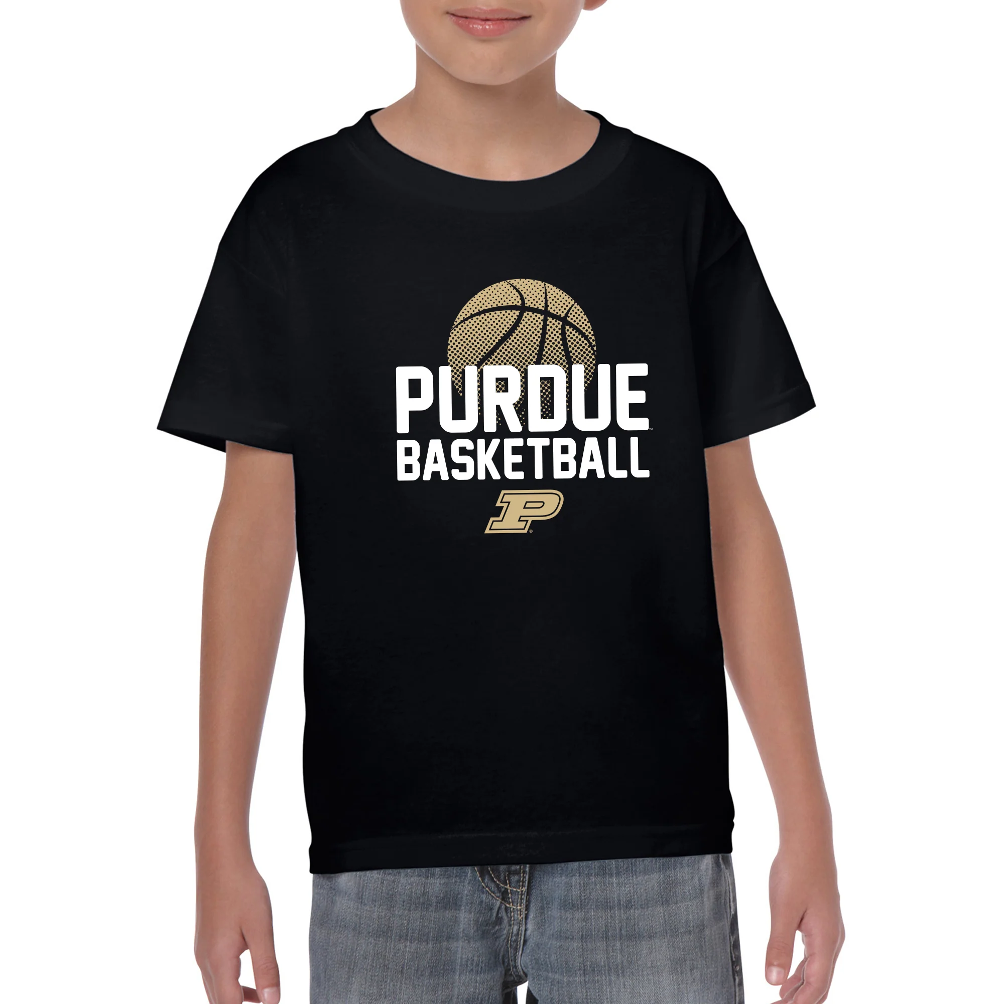 Purdue University Boilermakers Basketball Flux Basic Cotton Youth Short Sleeve T Shirt - Black - Image 3