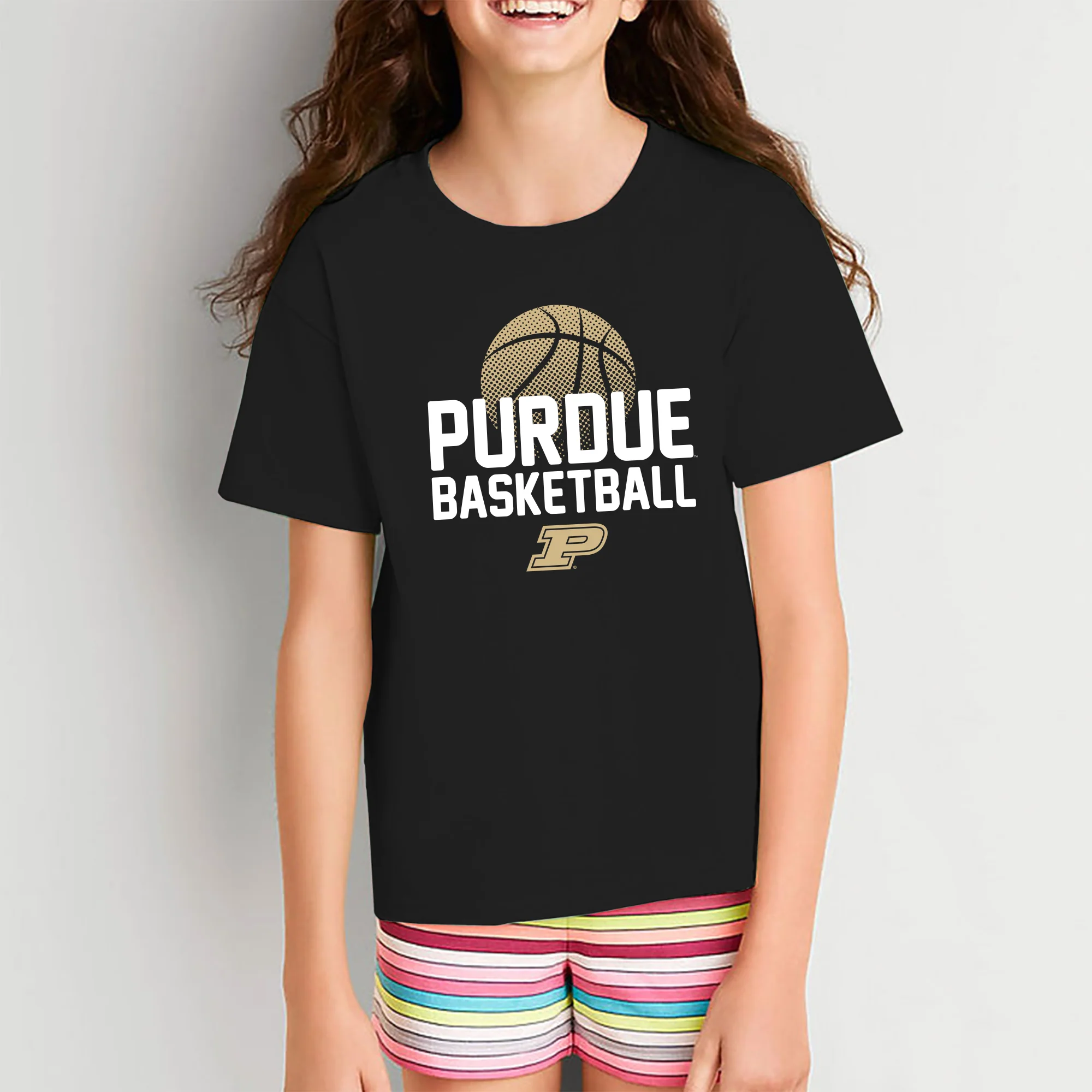Purdue University Boilermakers Basketball Flux Basic Cotton Youth Short Sleeve T Shirt - Black - Image 4
