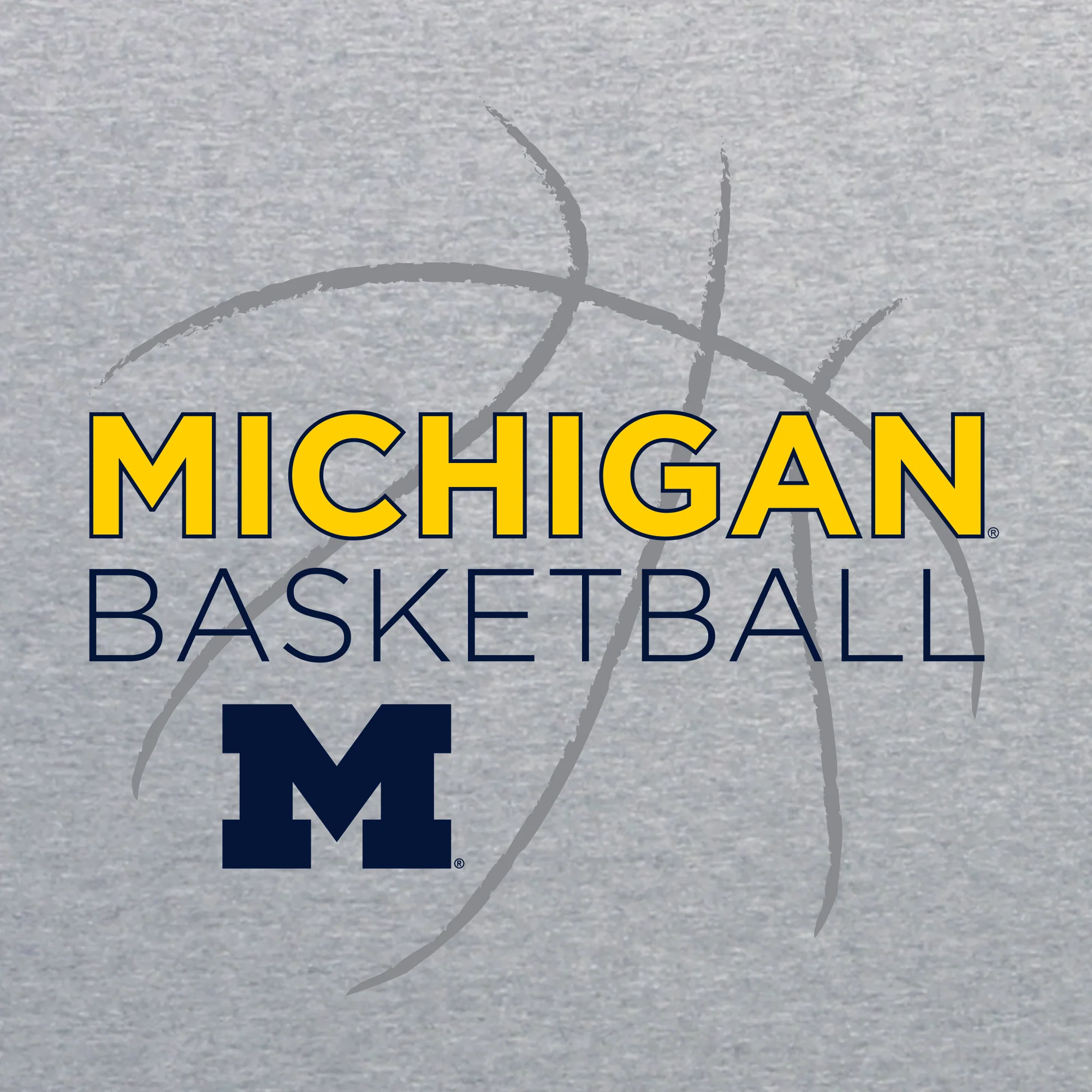 Basketball Sketch University of Michigan Basic Cotton Short Sleeve T Shirt - Sport Grey - Image 2
