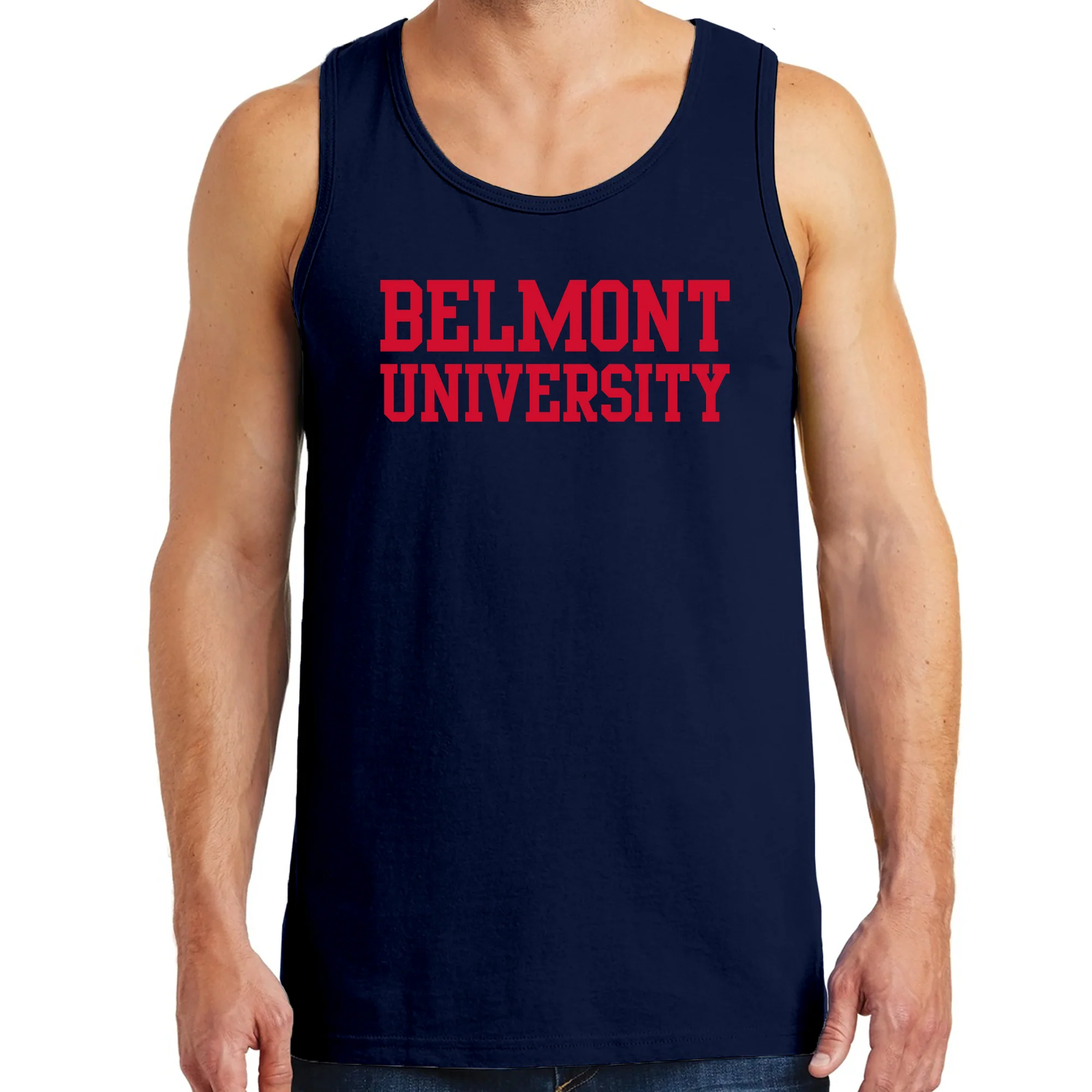 Belmont University Bruins Basic Block Cotton Tank Top - Navy - Image 3