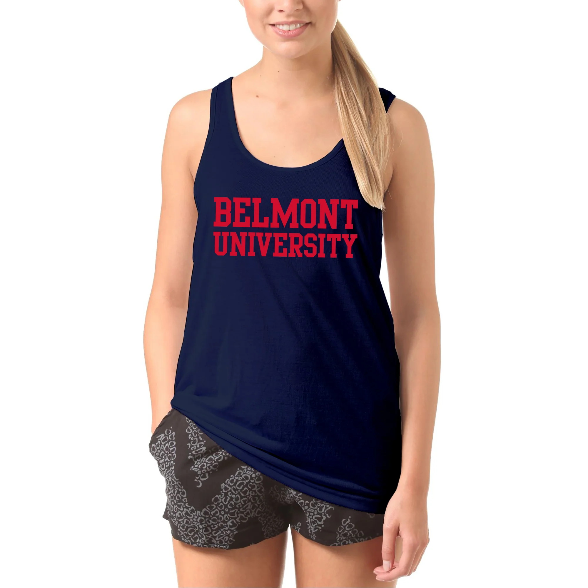 Belmont University Bruins Basic Block Cotton Tank Top - Navy - Image 4