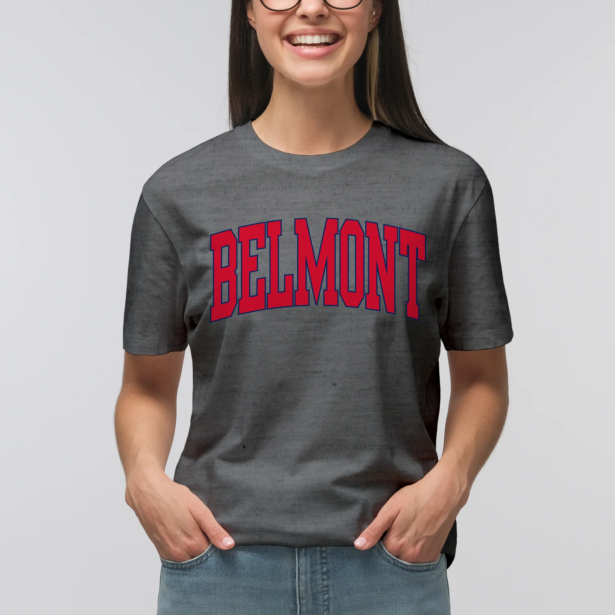Belmont Bruins Mega Arch T-Shirt - Graphite Heather - Image 4