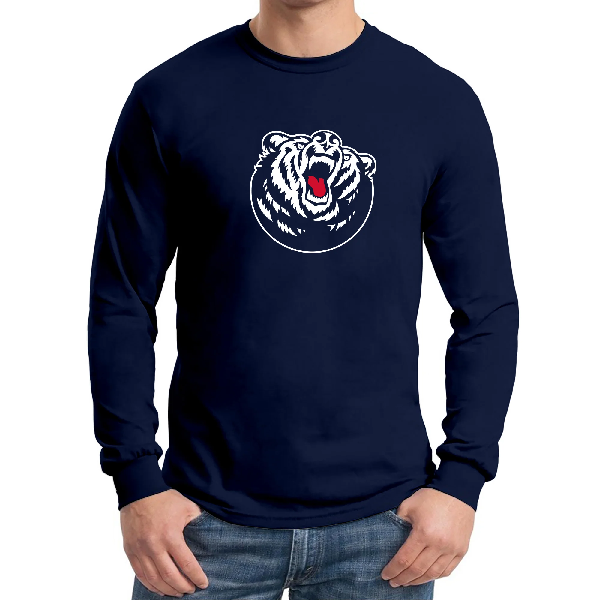 Belmont University Bruins Primary Logo Basic Cotton Long Sleeve T-Shirt - Navy - Image 3