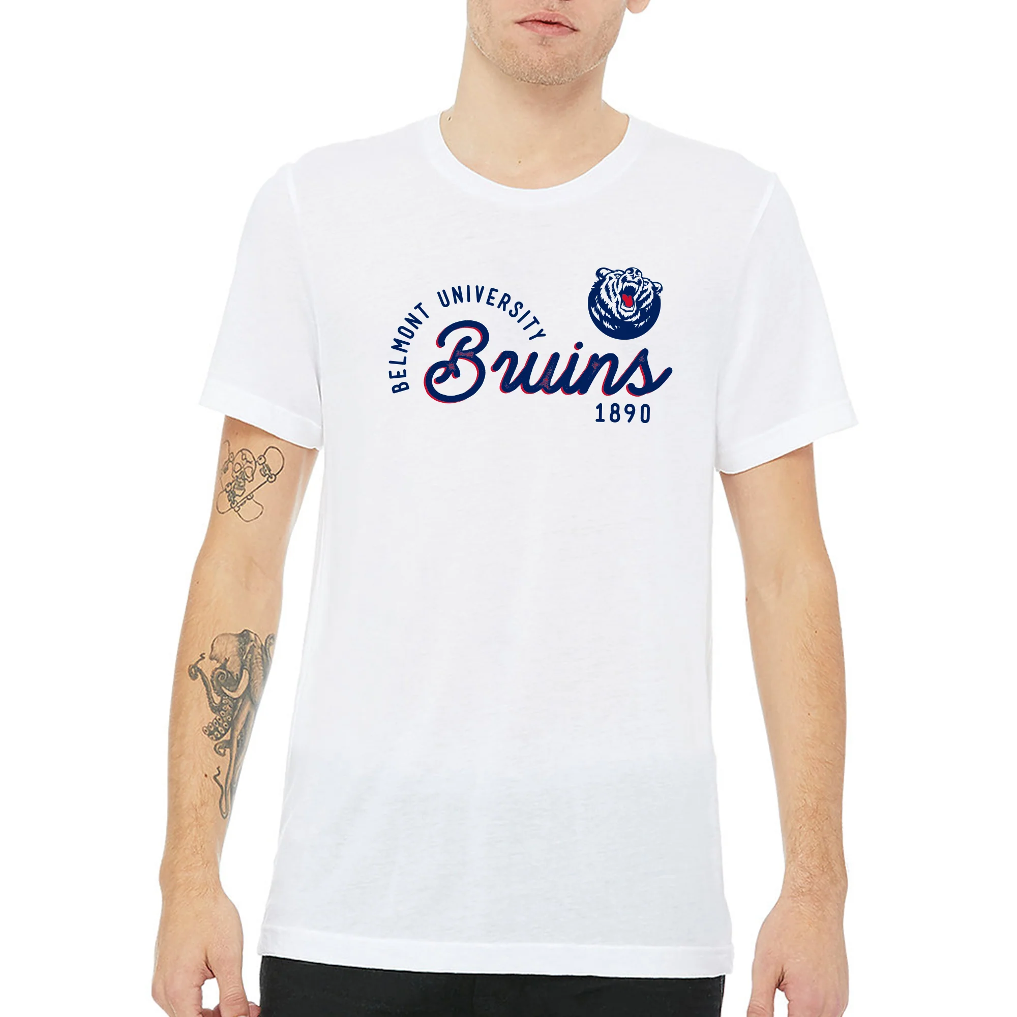 Belmont Sunshine Script Canvas Triblend T Shirt - Solid White Triblend - Image 3