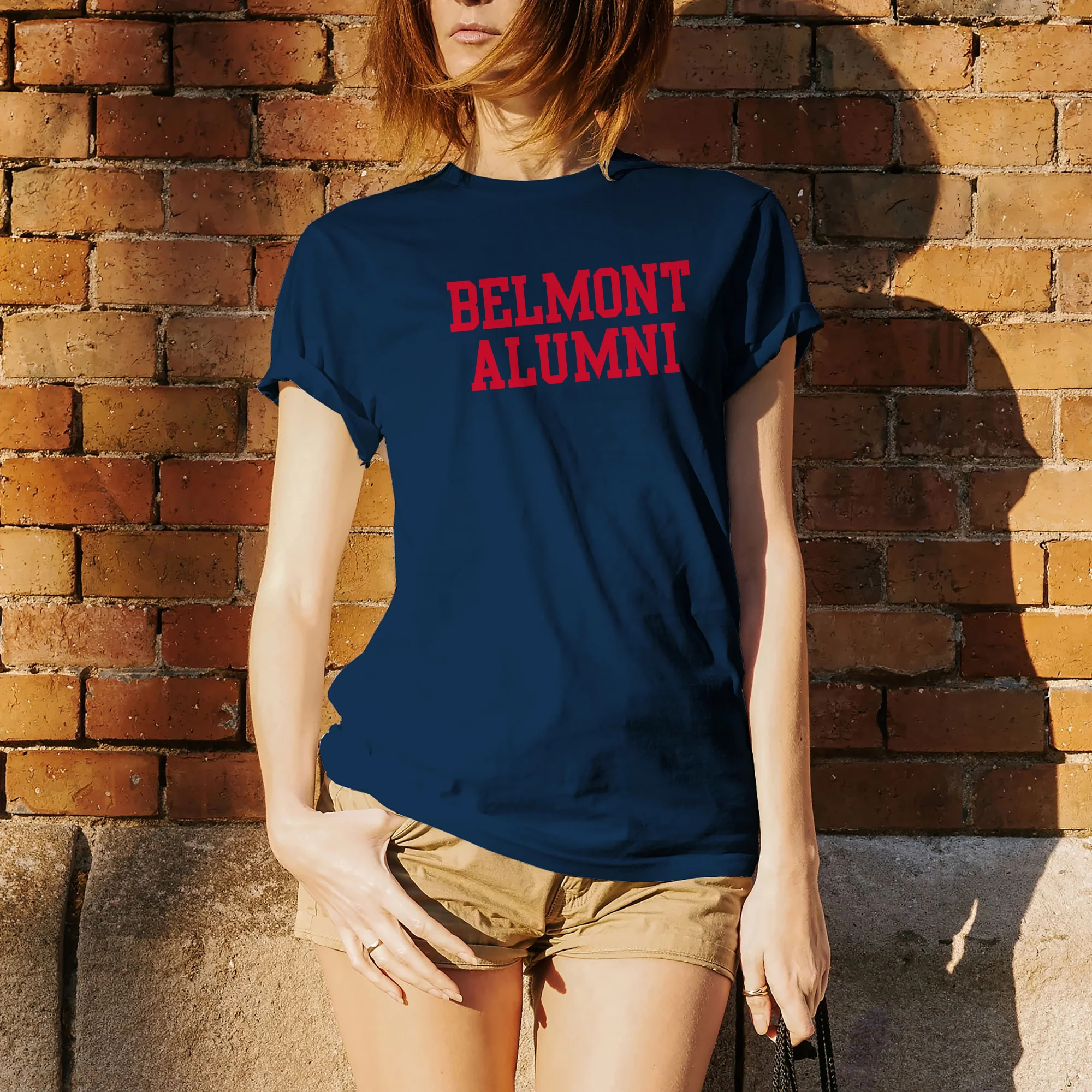 Belmont University Bruins Basic Block Alumni Cotton Short Sleeve T Shirt - Navy - Image 4