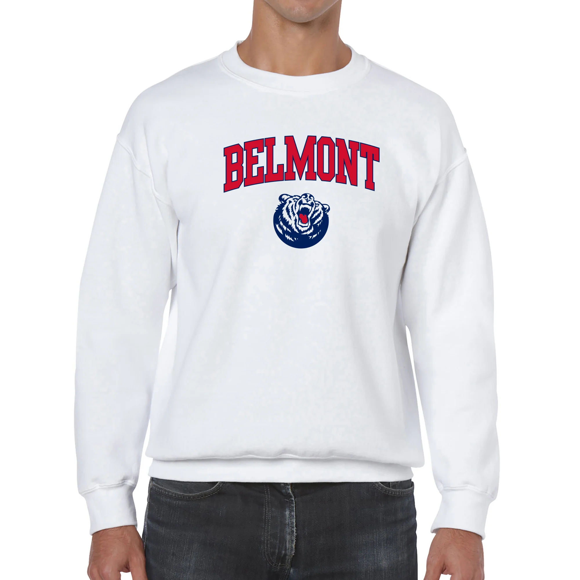 Belmont University Burins Arch Logo Heavy Blend Crewneck Sweatshirt - White - Image 3