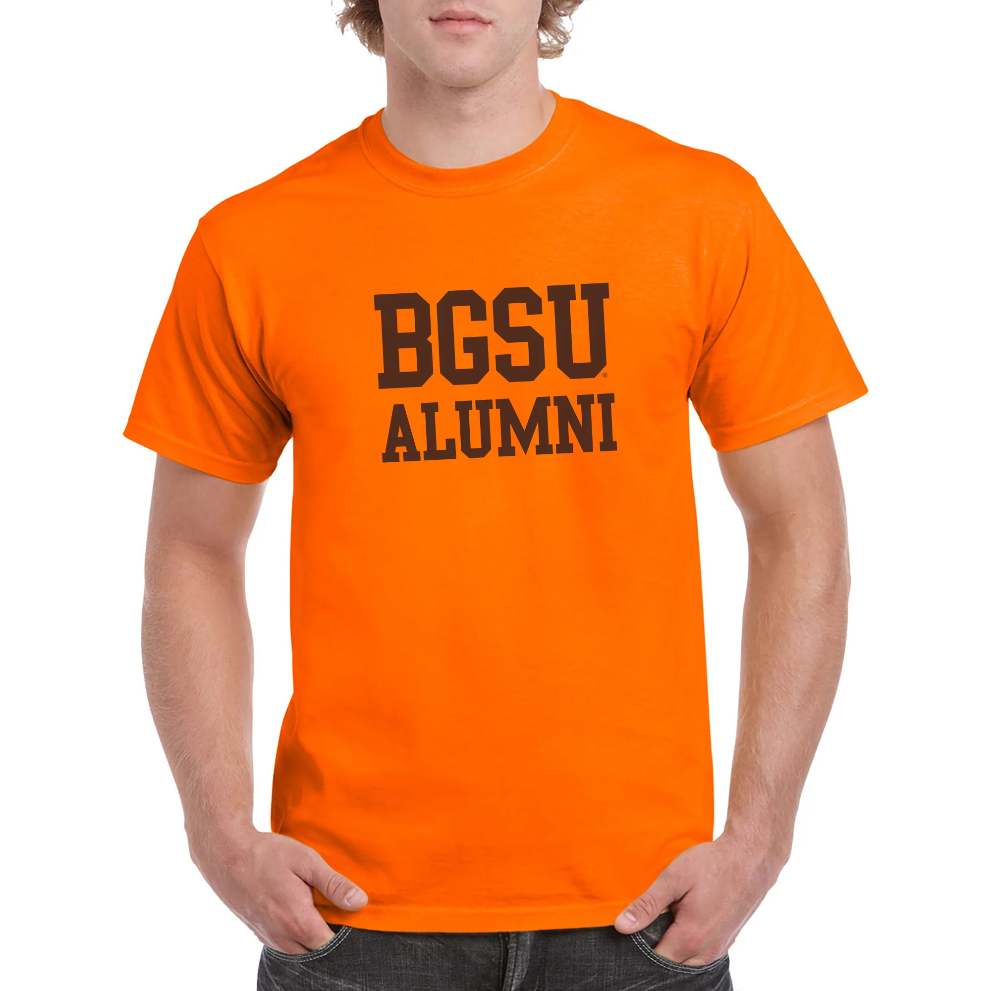 Bowling Green State University Falcons Alumni Basic Block Short Sleeve T Shirt - Orange - Image 4