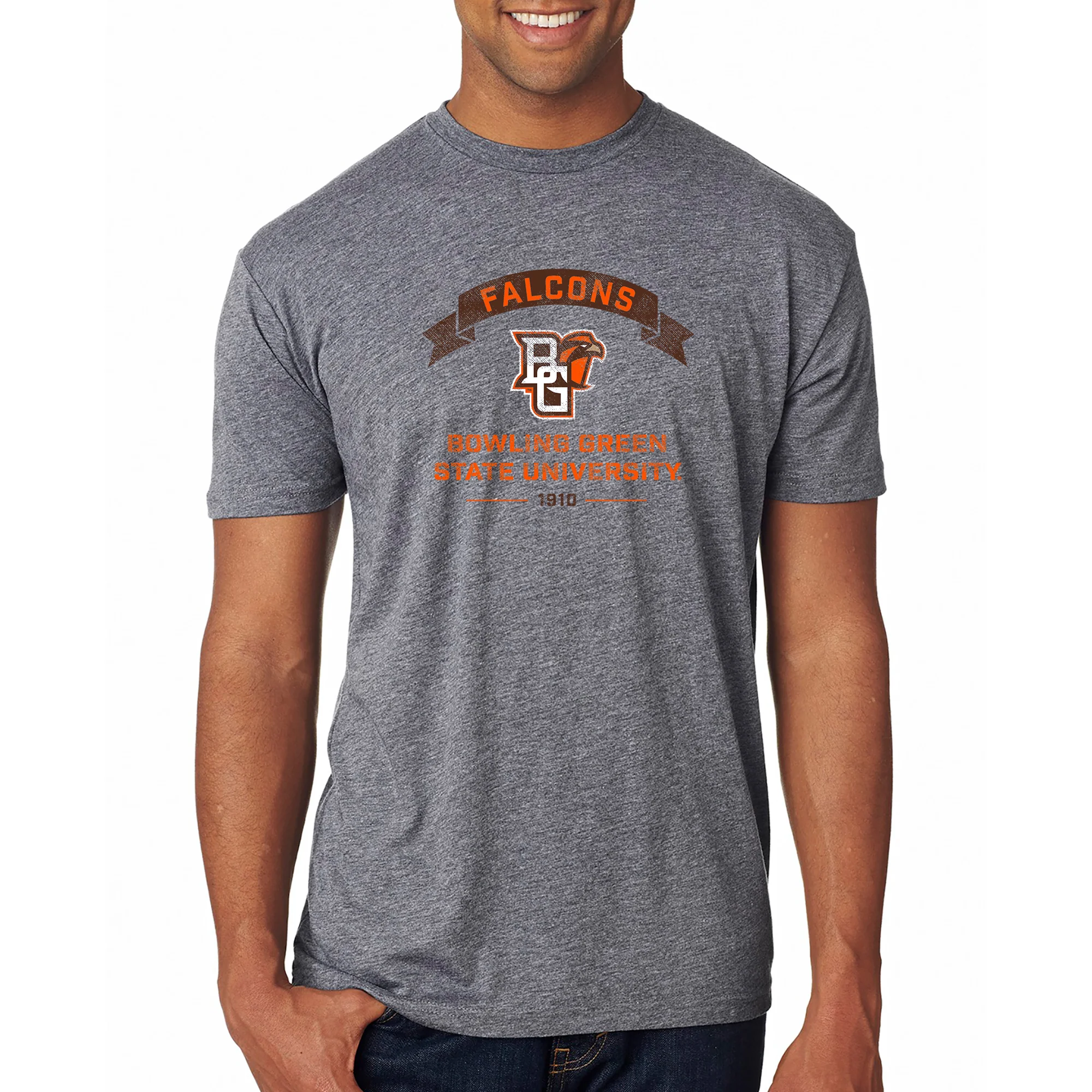 BGSU Ribbon Arc NLA Triblend T-Shirt - Premium Heather - Image 3