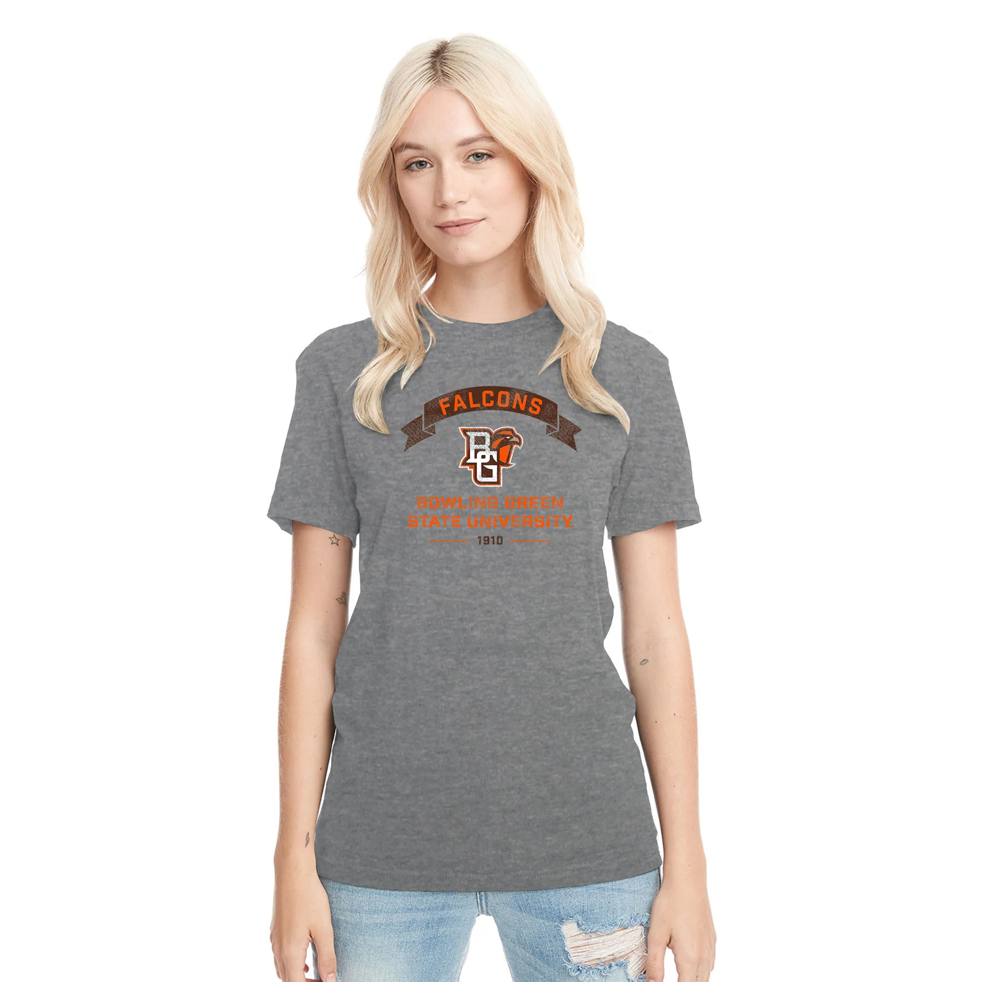 BGSU Ribbon Arc NLA Triblend T-Shirt - Premium Heather - Image 4