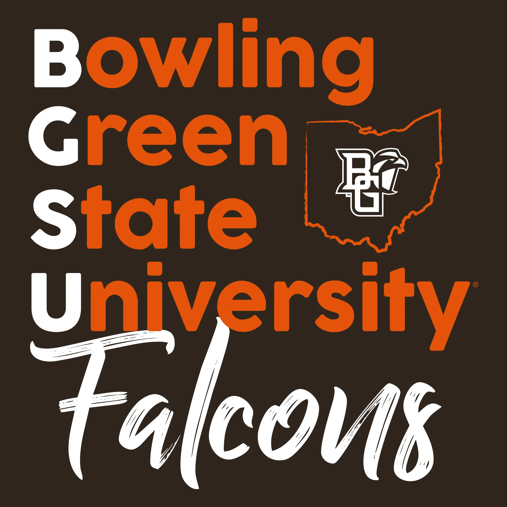 BGSU School Stack T-Shirt - Dark Chocolate - Image 2