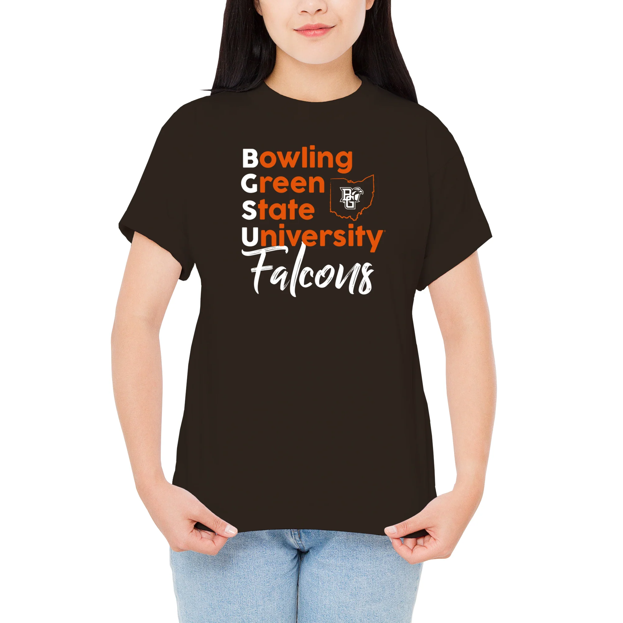 BGSU School Stack T-Shirt - Dark Chocolate - Image 4