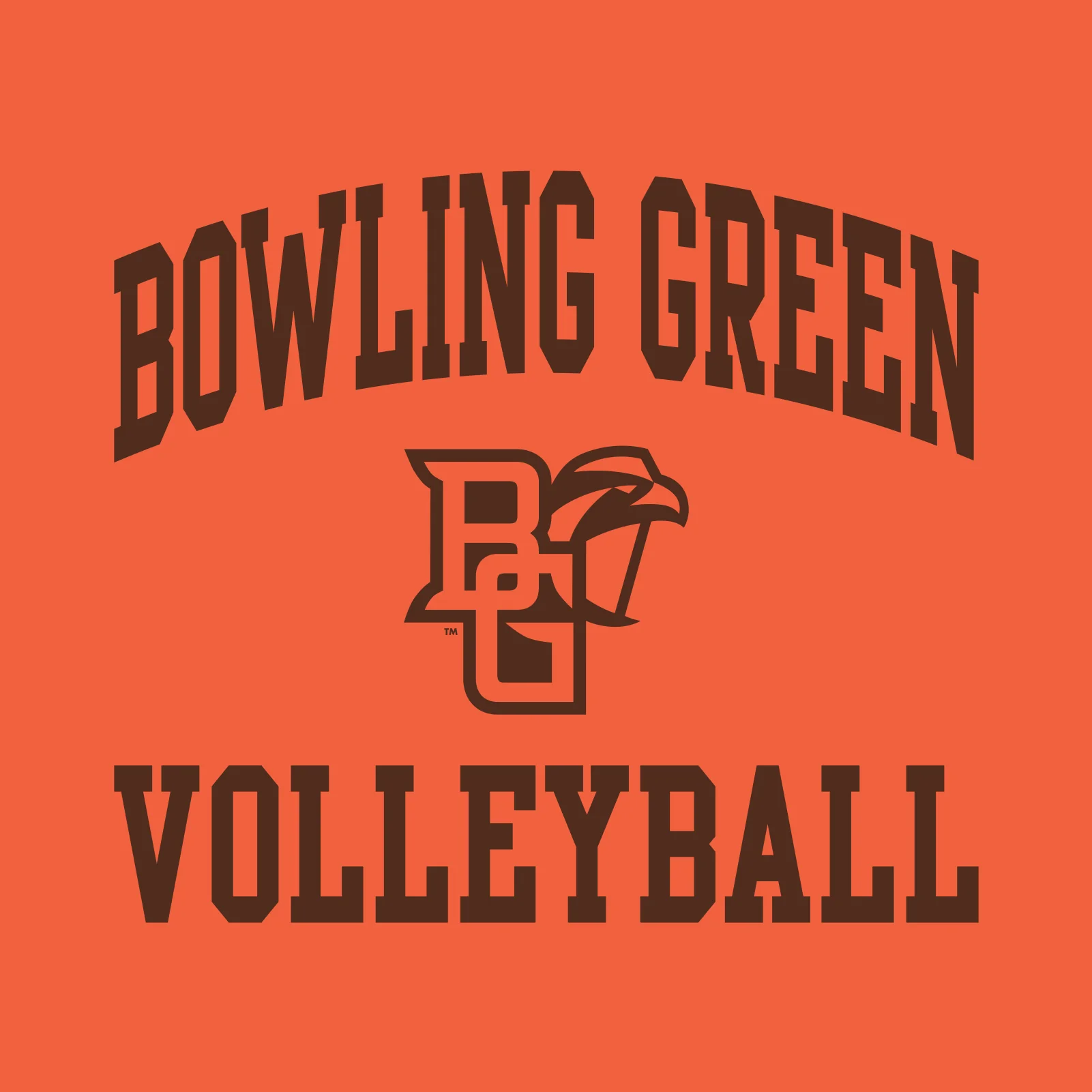 Bowling Green State University Falcons Arch Logo Volleyball Basic Cotton Short Sleeve T Shirt - Orange - Image 2