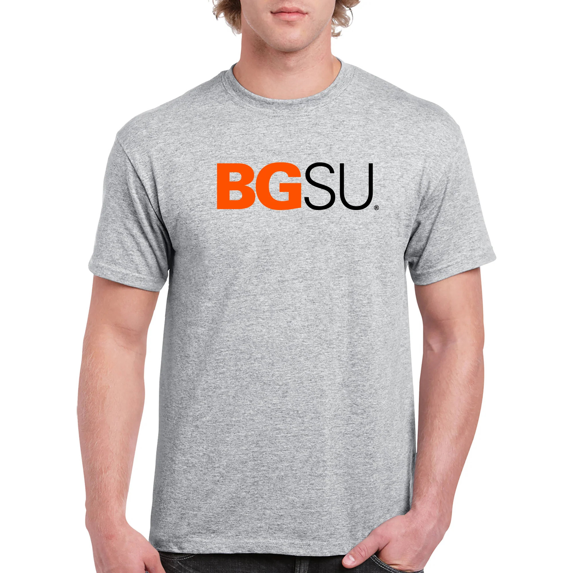 Bowling Green State University Falcons Institutional Logo Cotton Short Sleeve T Shirt - Sport Grey - Image 4