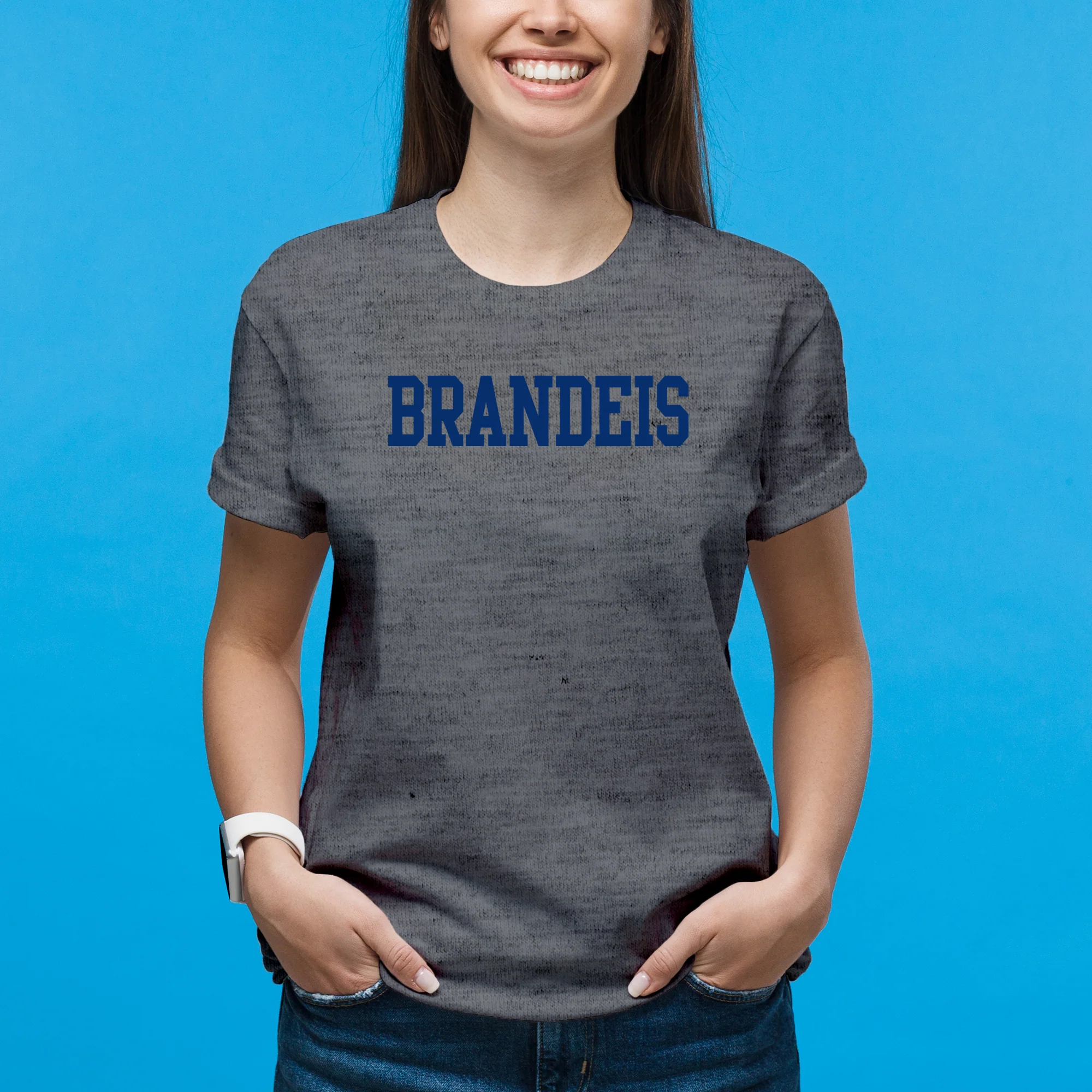 Brandeis Judges Basic Block T Shirt - Graphite Heather - Image 4