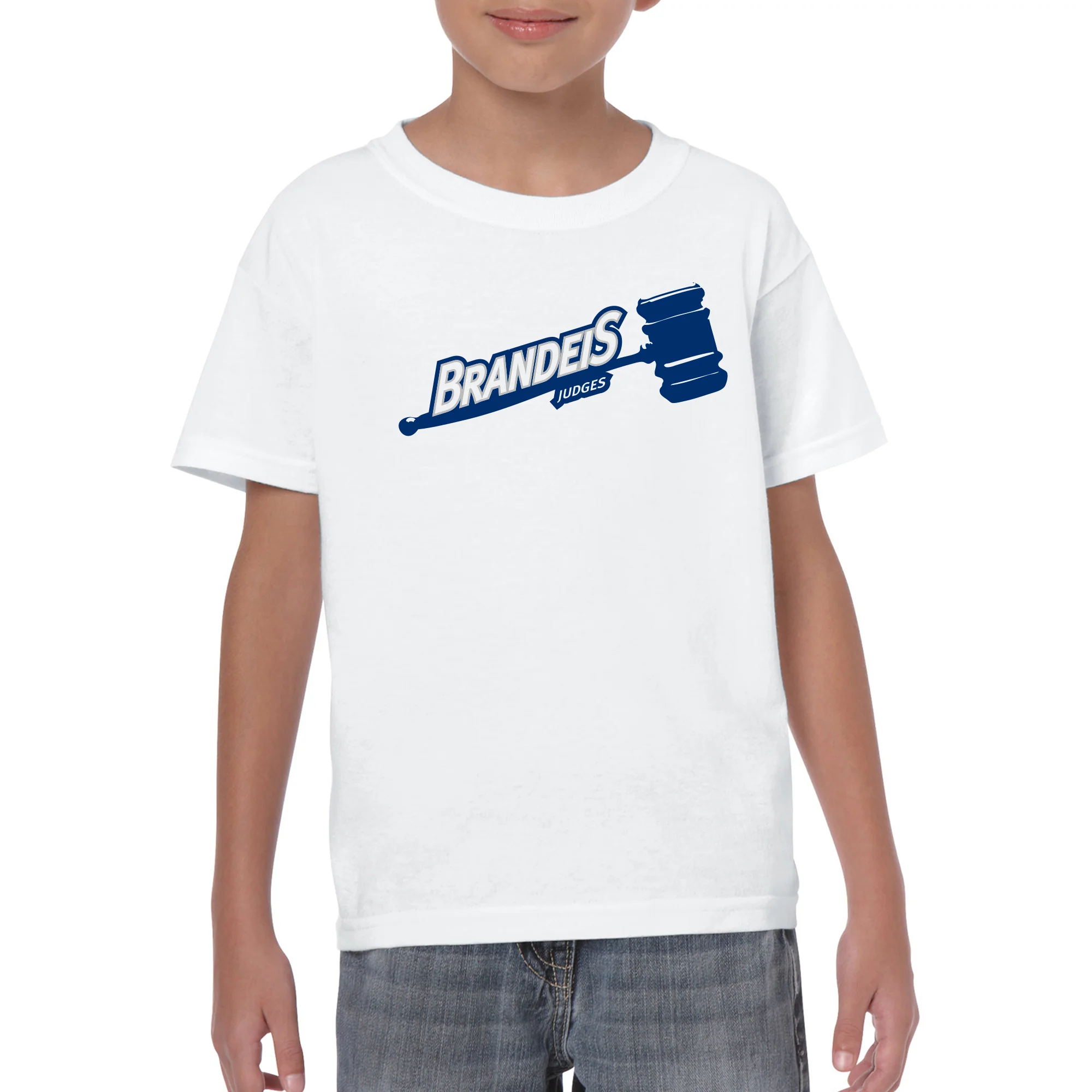 Brandeis Judges Primary Logo Youth T Shirt - White - Image 3