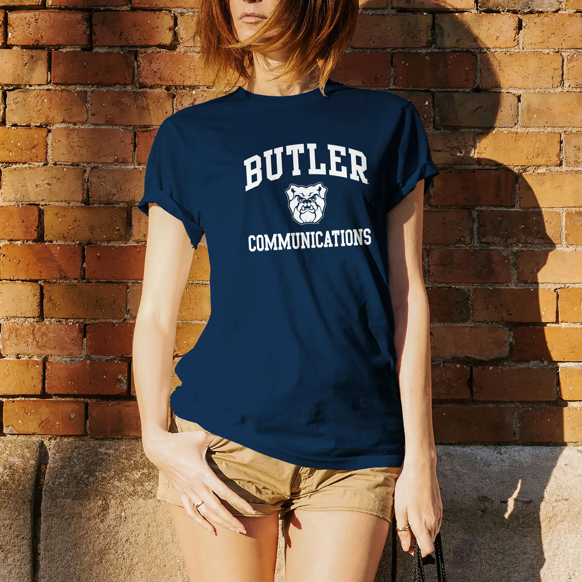 Butler University Bulldogs Arch Logo Communications Short Sleeve T Shirt - Navy - Image 5
