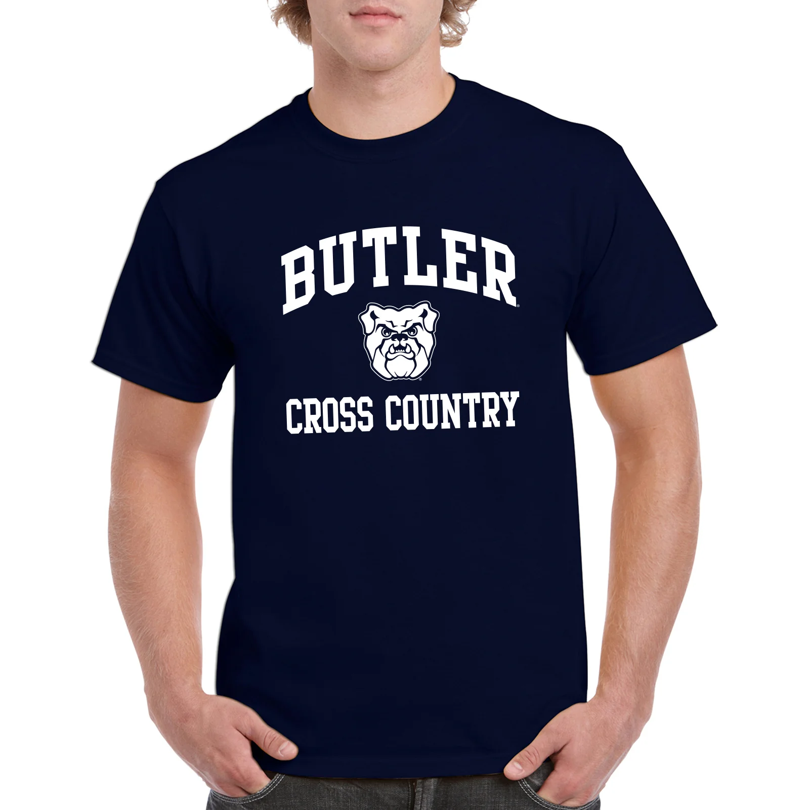 Butler University Bulldogs Arch Logo Cross Country Short Sleeve T Shirt - Navy - Image 4