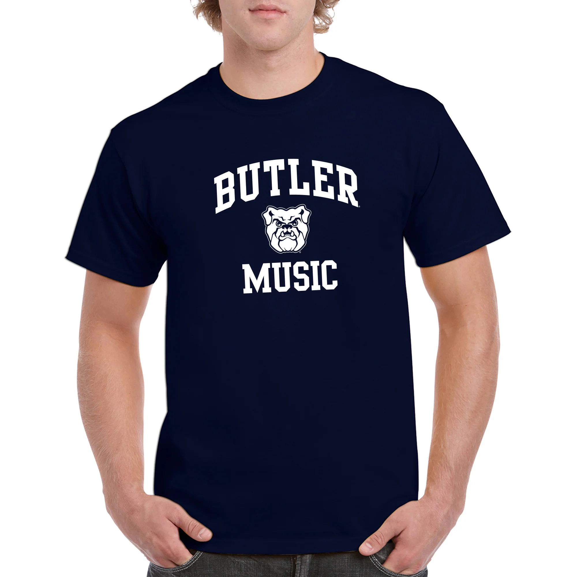 Butler University Bulldogs Arch Logo Music Short Sleeve T Shirt - Navy - Image 4