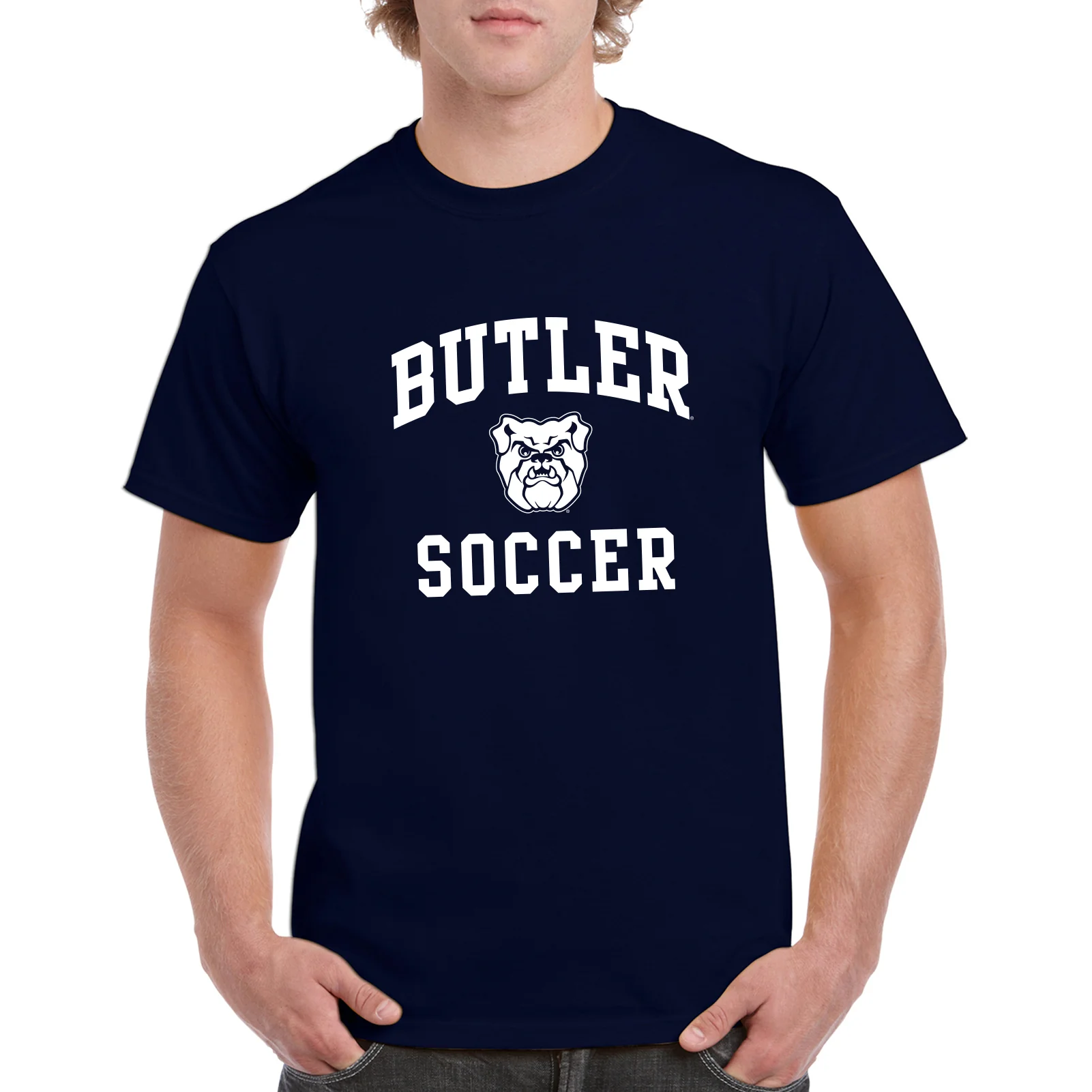 Butler University Bulldogs Arch Logo Soccer Short Sleeve T Shirt - Navy - Image 4