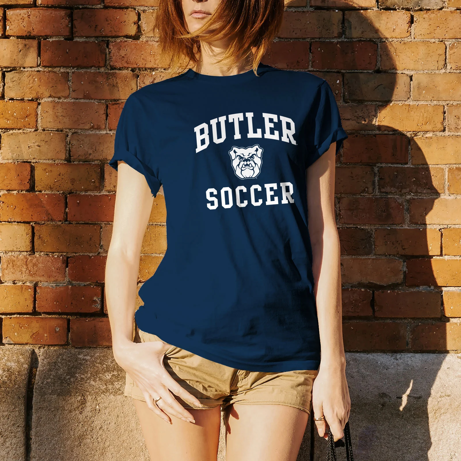 Butler University Bulldogs Arch Logo Soccer Short Sleeve T Shirt - Navy - Image 5