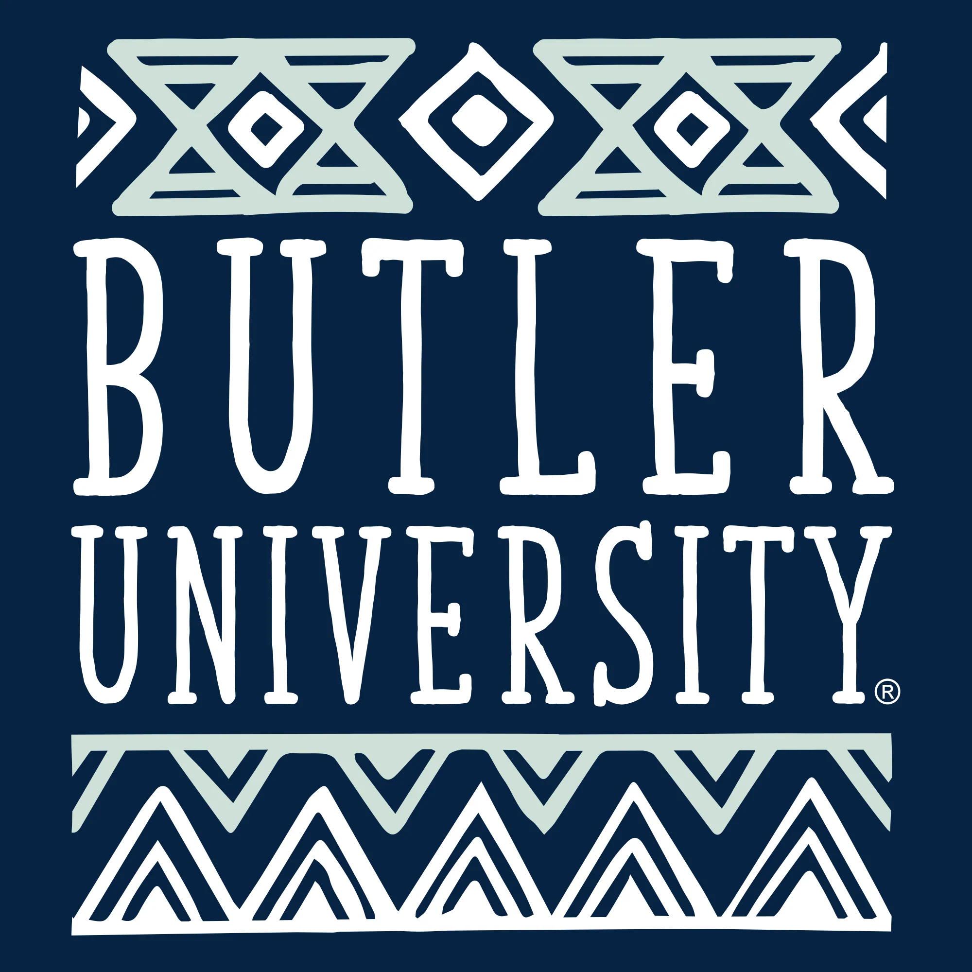 Butler University Bulldogs Aztec Pattern Emblem Long Sleeve T-Shirt - Navy - Image 2