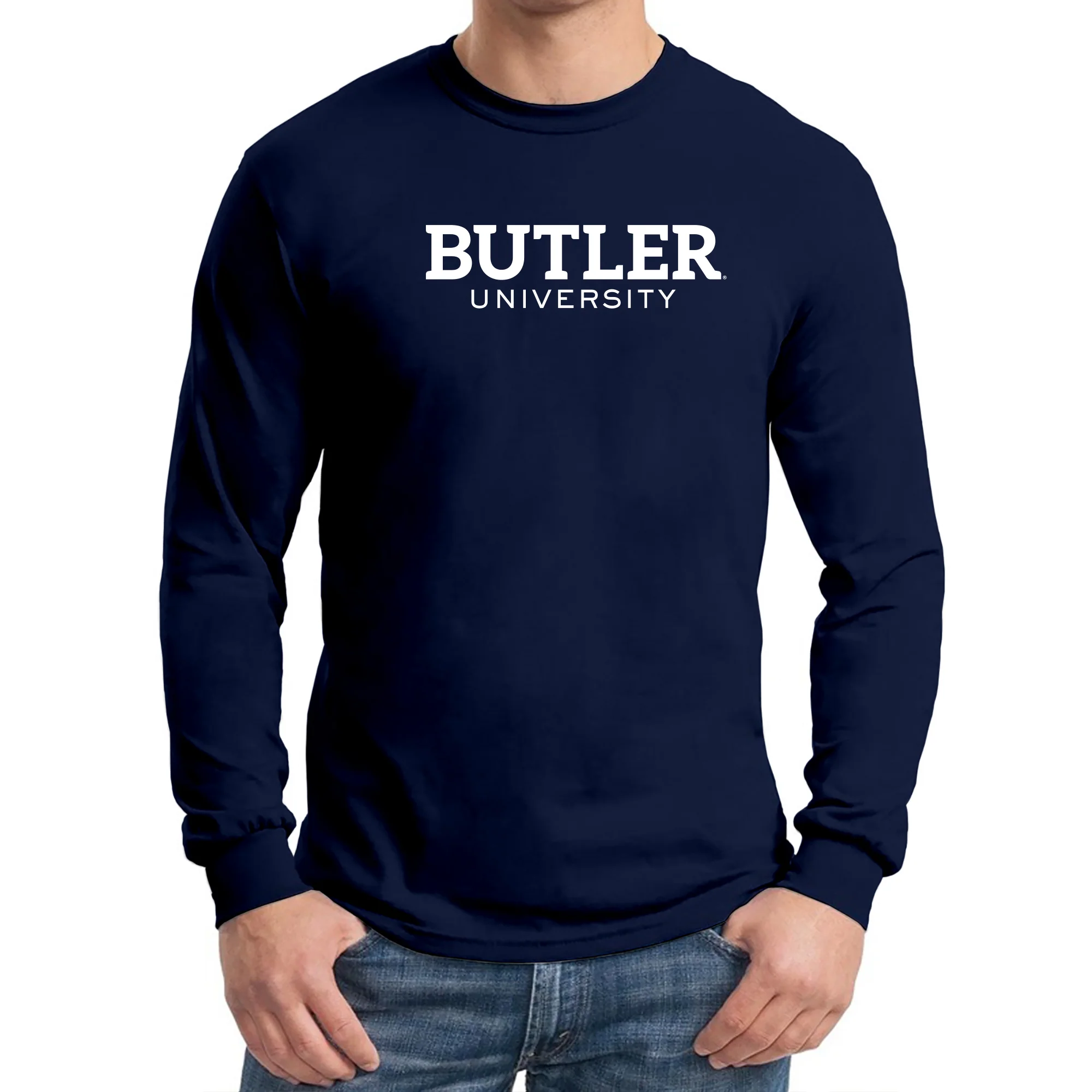 Butler University Bulldogs Institutional Logo Long Sleeve T-Shirt - Navy - Image 3