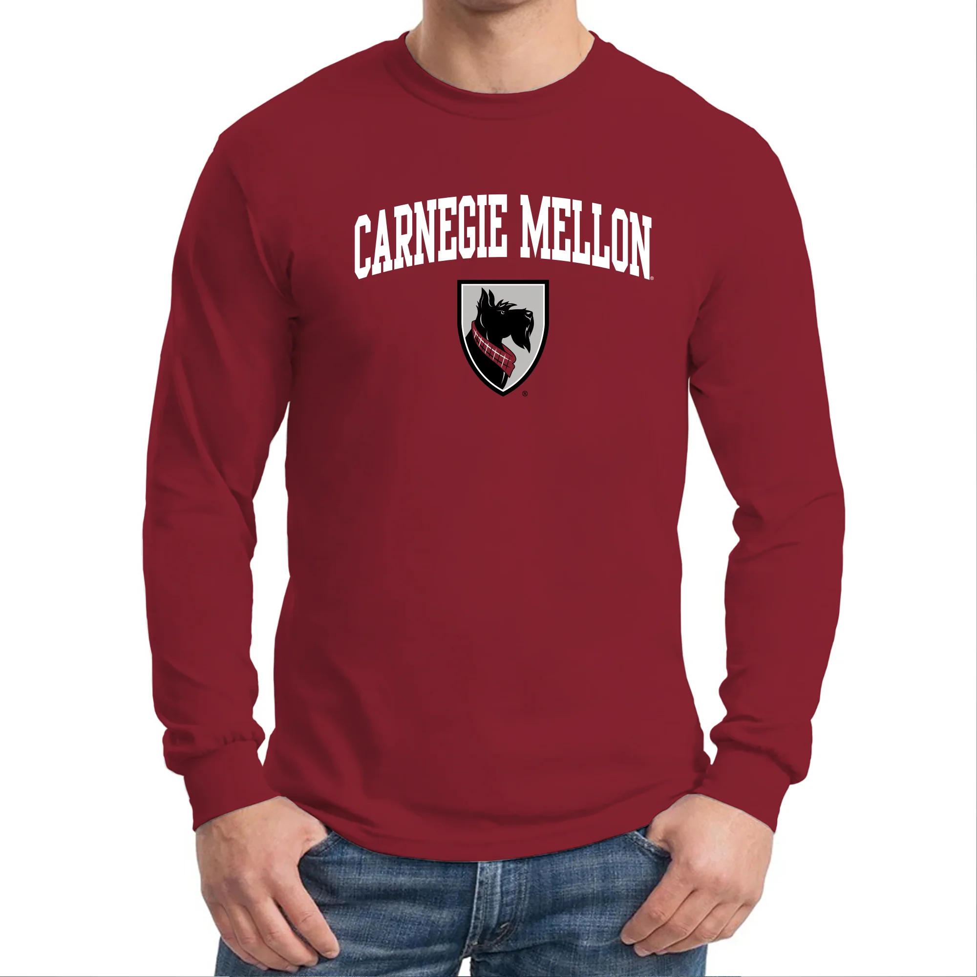 Carnegie Mellon Tartans Arch Logo Long Sleeve T Shirt - Cardinal - Image 3