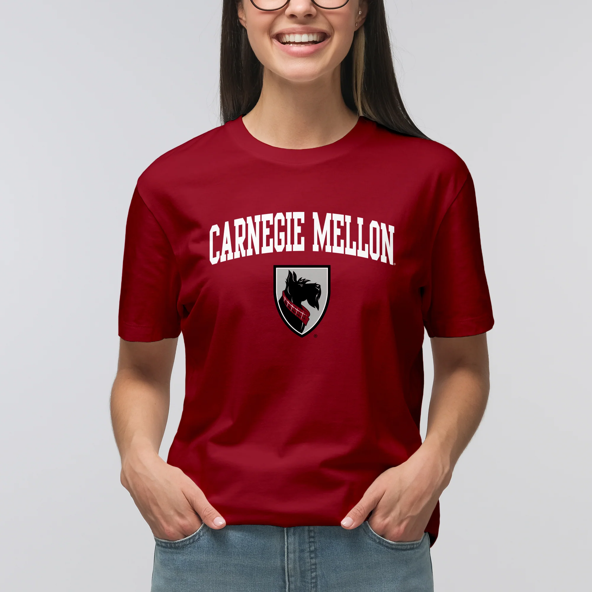 Carnegie Mellon Tartans Arch Logo T Shirt - Cardinal - Image 4