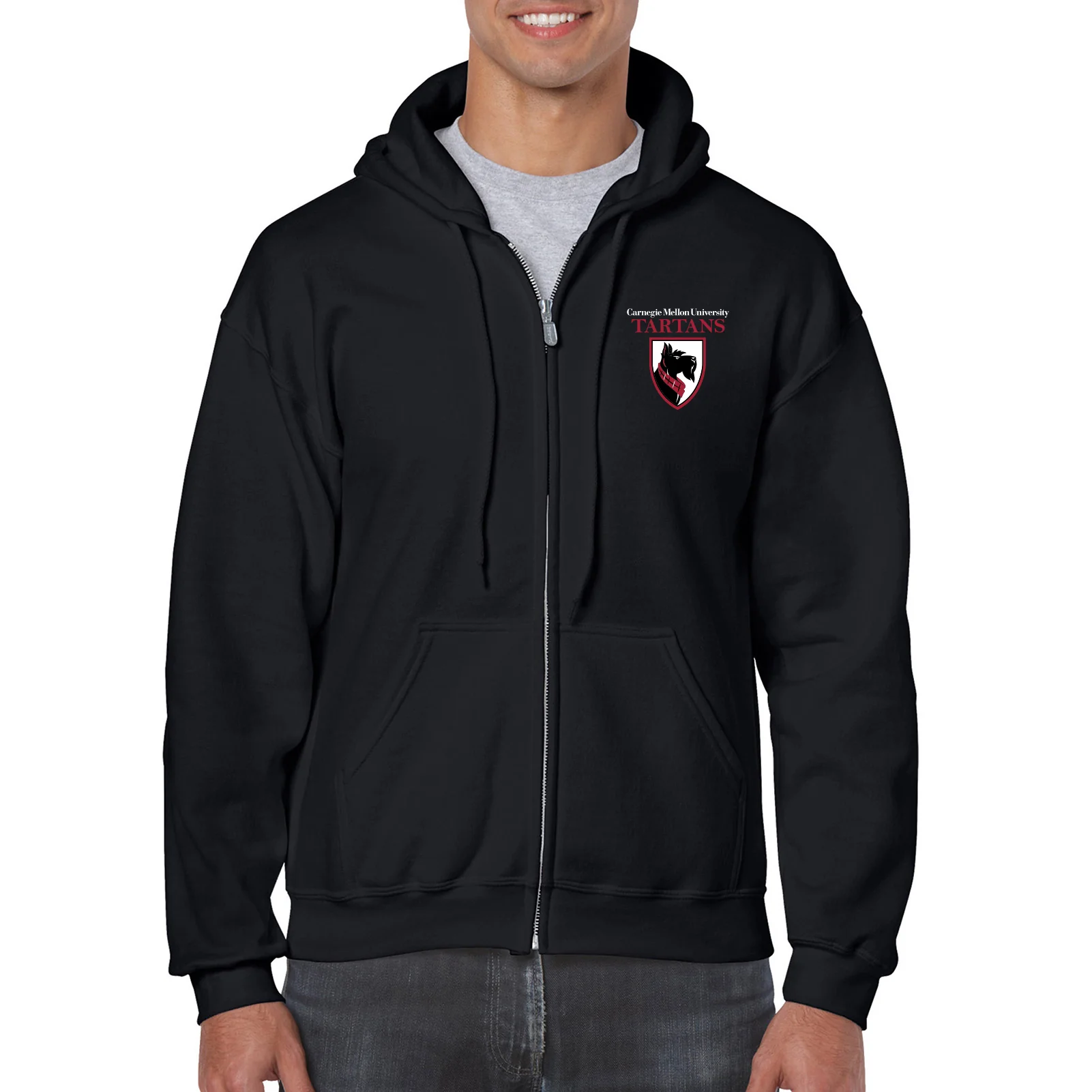Carnegie Mellon University Tartans Primary Logo Full-Zip Hoodie - Black - Image 3