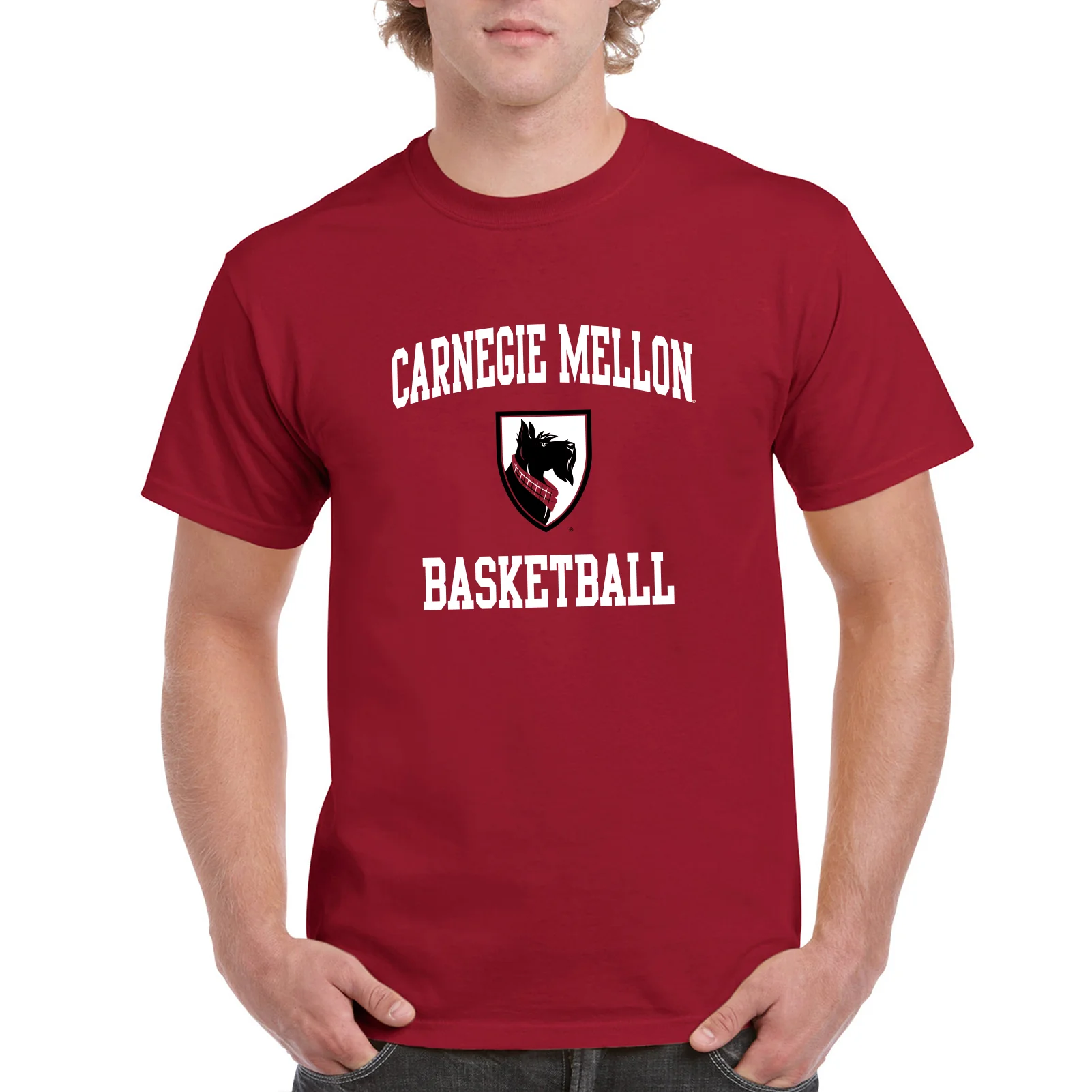 Carnegie Mellon University Tartans Arch Logo Basketball Short Sleeve T Shirt - Cardinal - Image 3