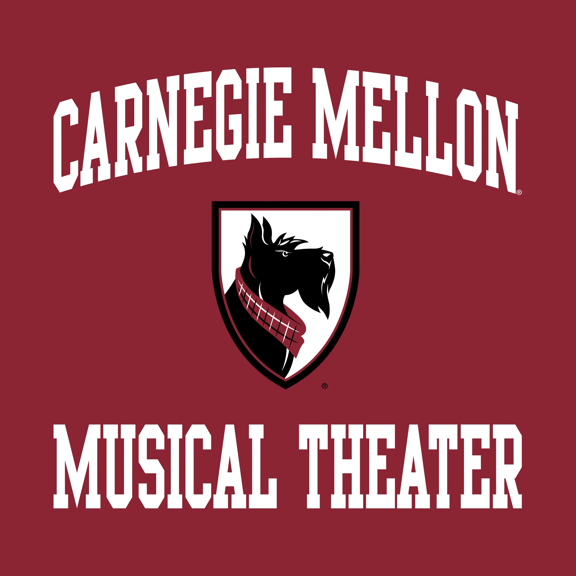 Carnegie Mellon University Tartans Arch Logo Musical Theater Short Sleeve T-Shirt - Cardinal - Image 2