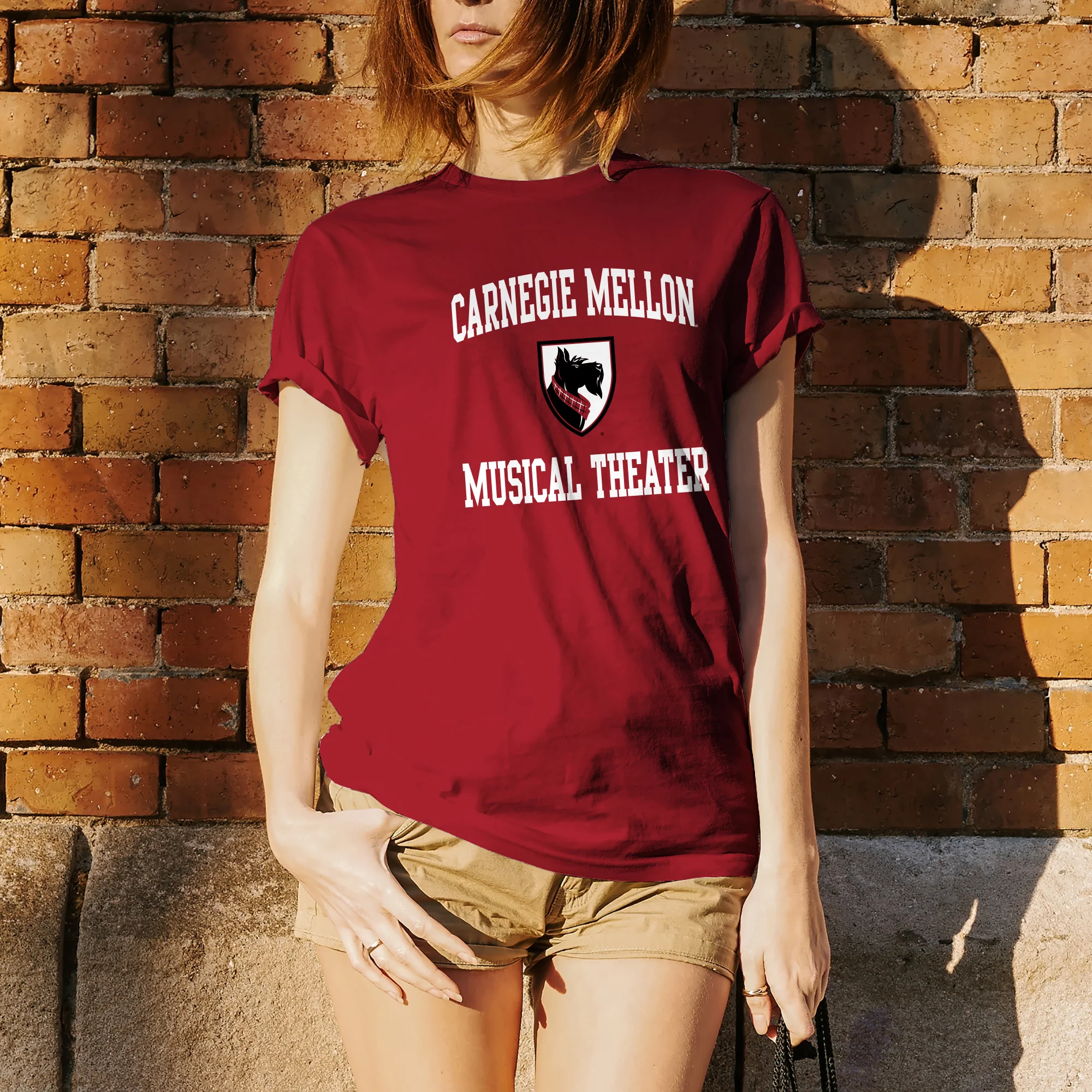 Carnegie Mellon University Tartans Arch Logo Musical Theater Short Sleeve T-Shirt - Cardinal - Image 4