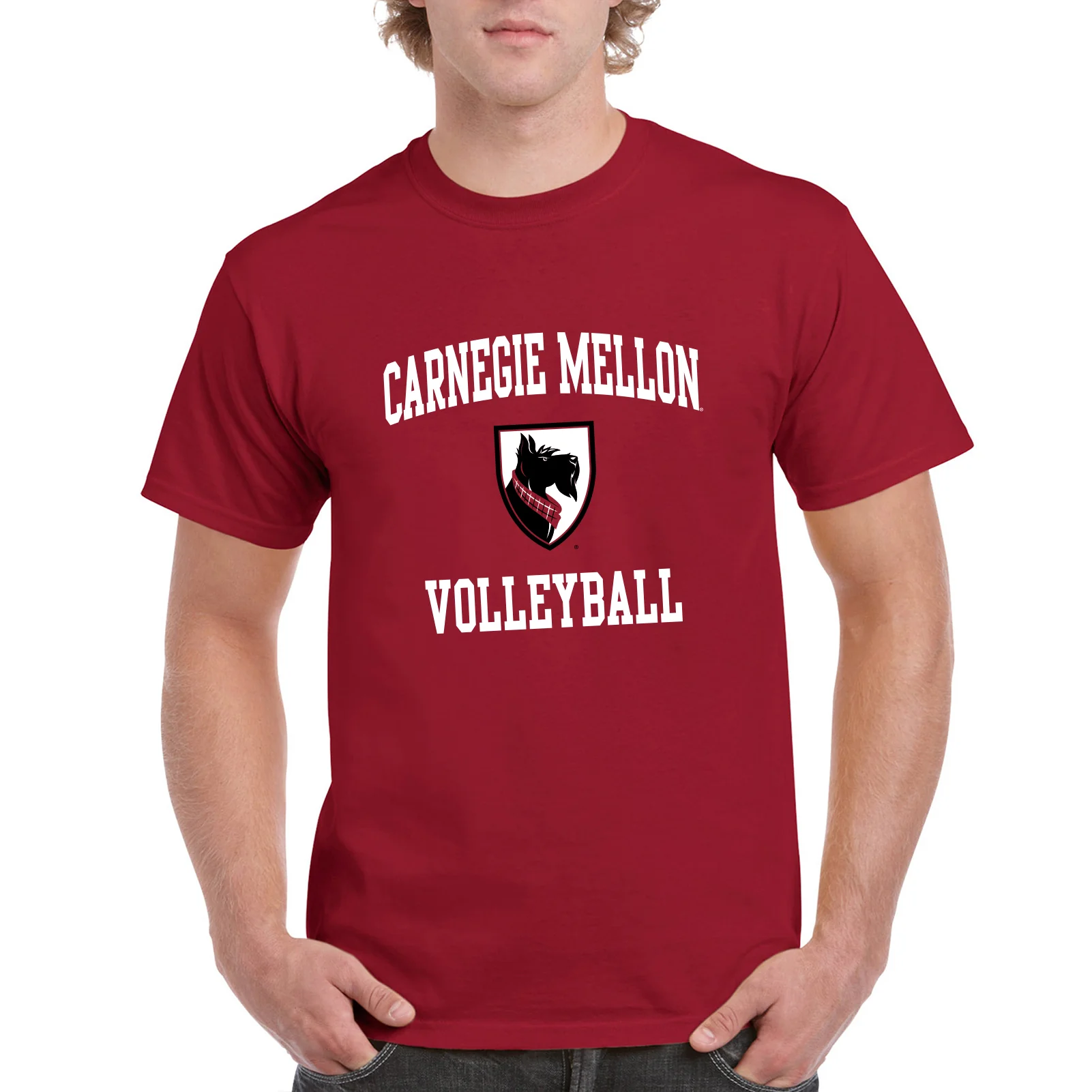 Carnegie Mellon University Tartans Arch Logo Volleyball Short Sleeve T Shirt - Cardinal - Image 3