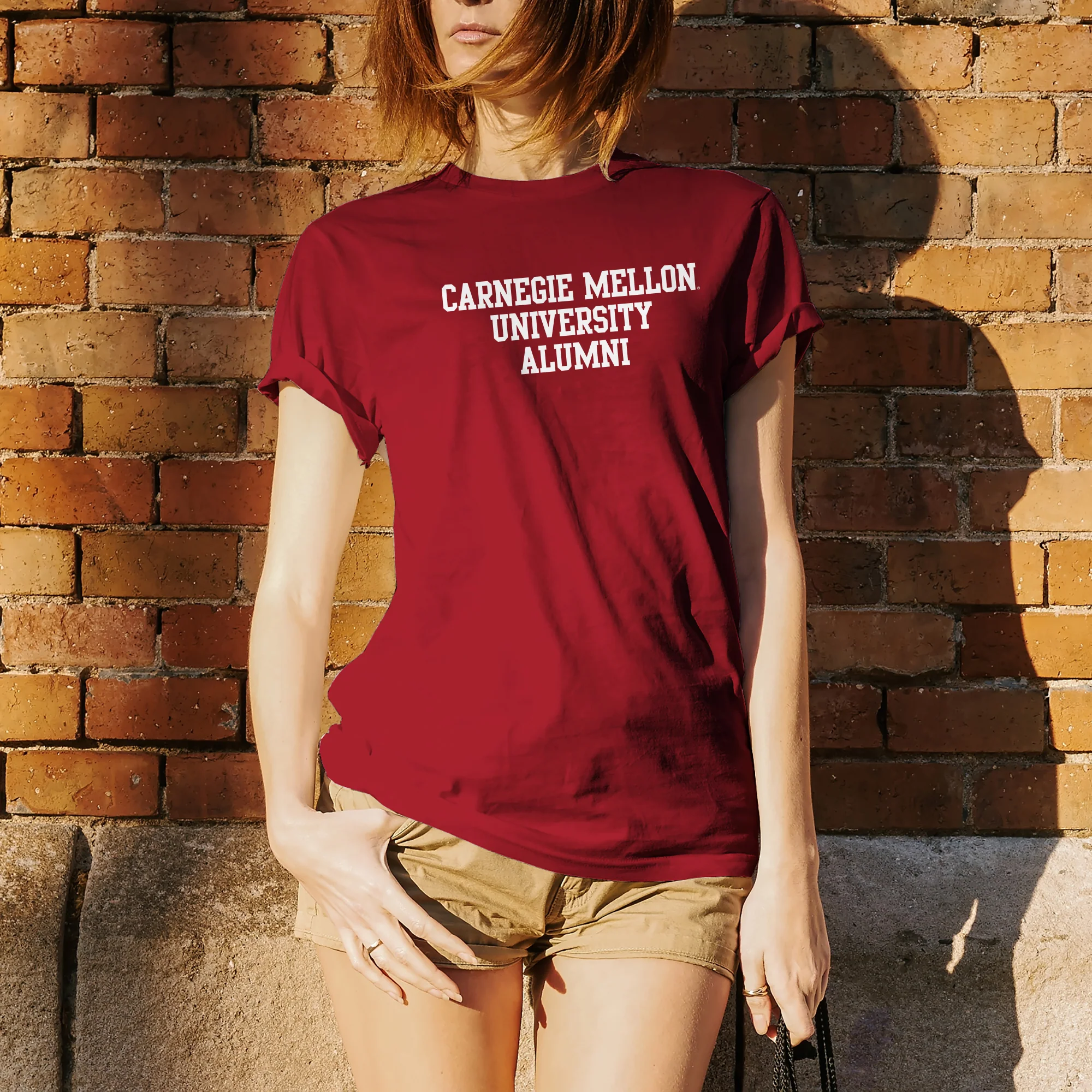 Carnegie Mellon University Tartans Basic Block Alumni Short Sleeve T Shirt - Cardinal - Image 4