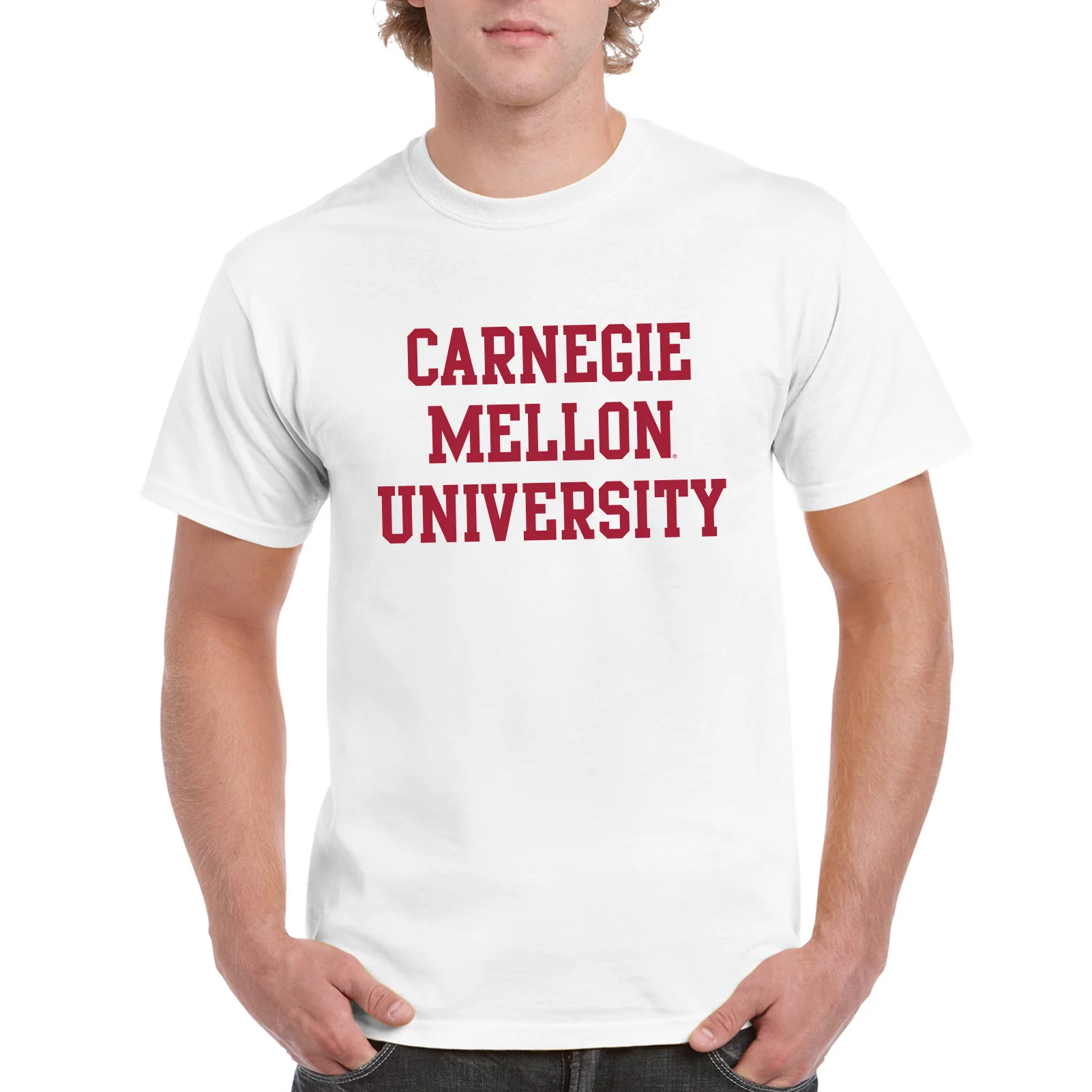 Carnegie Mellon University Tartans Basic Block Short Sleeve T Shirt - White - Image 3