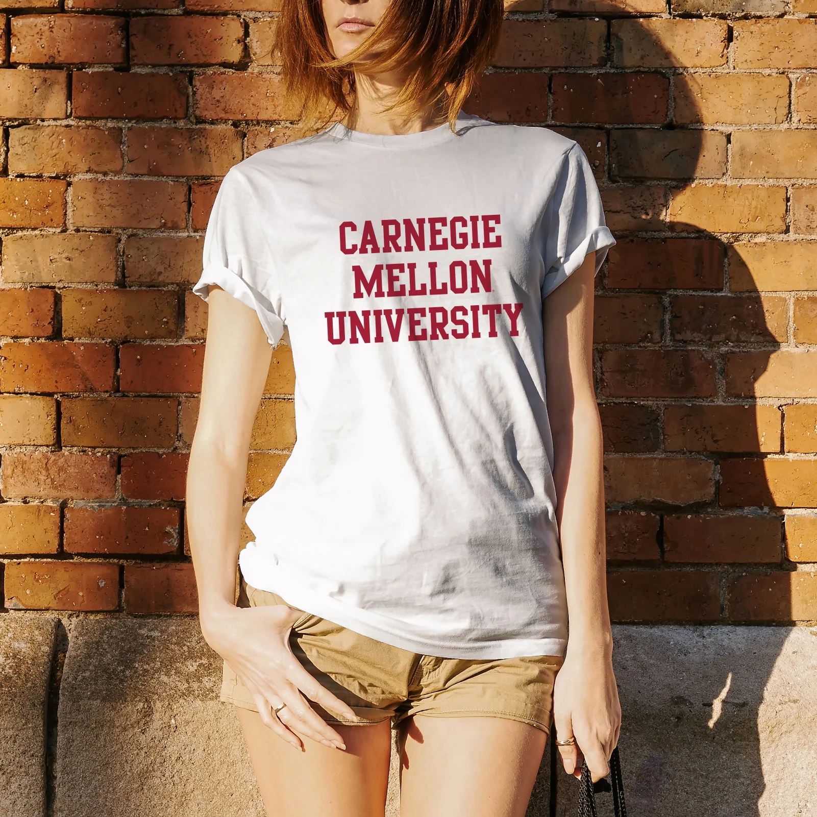 Carnegie Mellon University Tartans Basic Block Short Sleeve T Shirt - White - Image 4