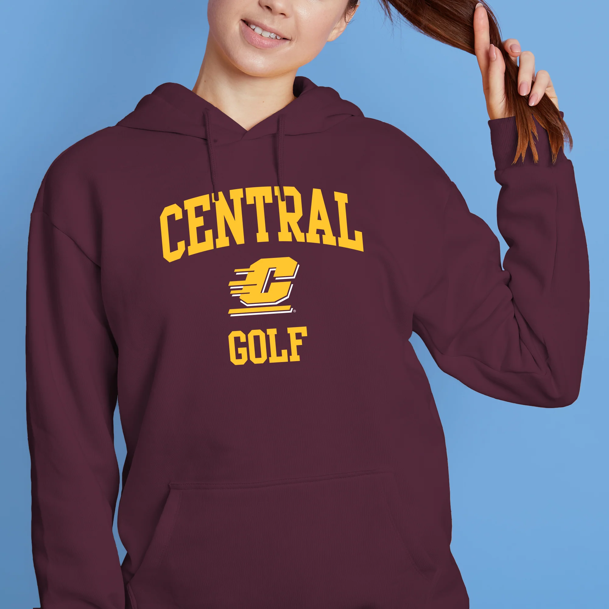 Central Michigan Arch Logo Golf Hoodie - Maroon - Image 4