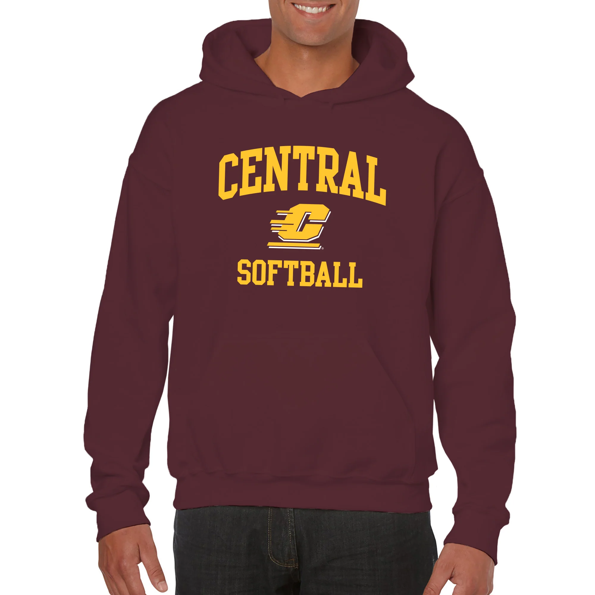 Central Michigan Arch Logo Softball Hoodie - Maroon - Image 3