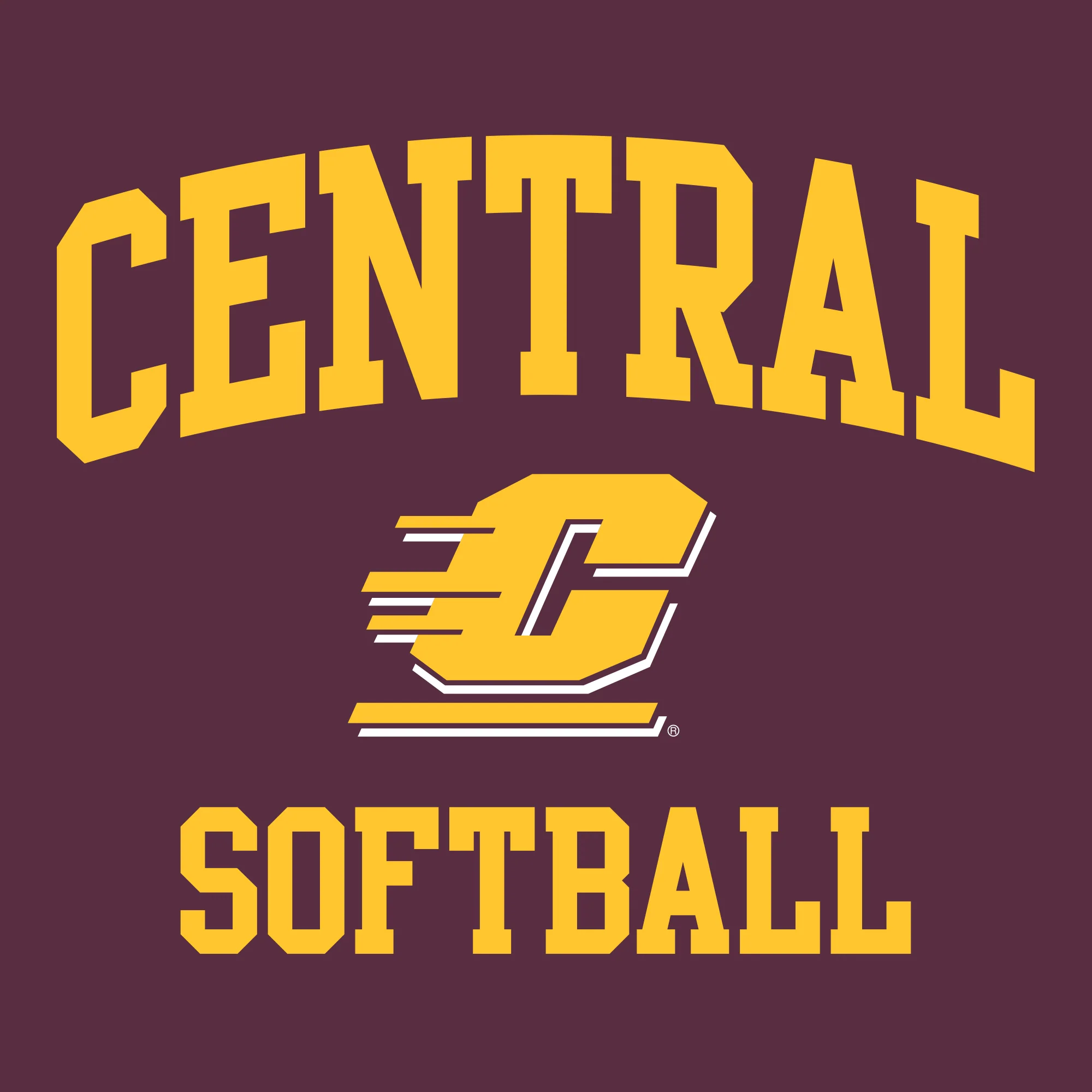 Central Michigan Arch Logo Softball T-Shirt - Maroon - Image 2
