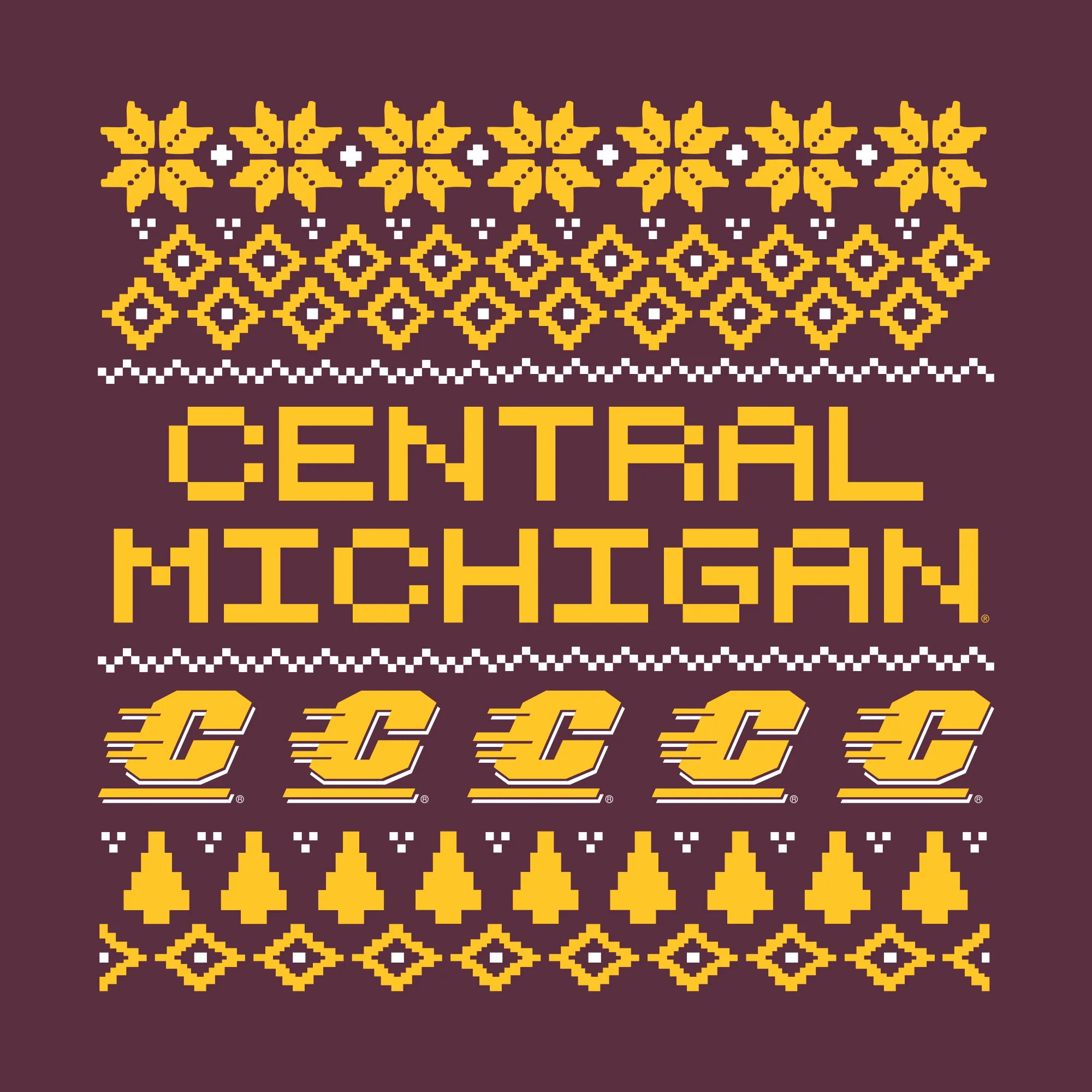 Central Michigan Holiday Sweater Crewneck - Maroon - Image 2